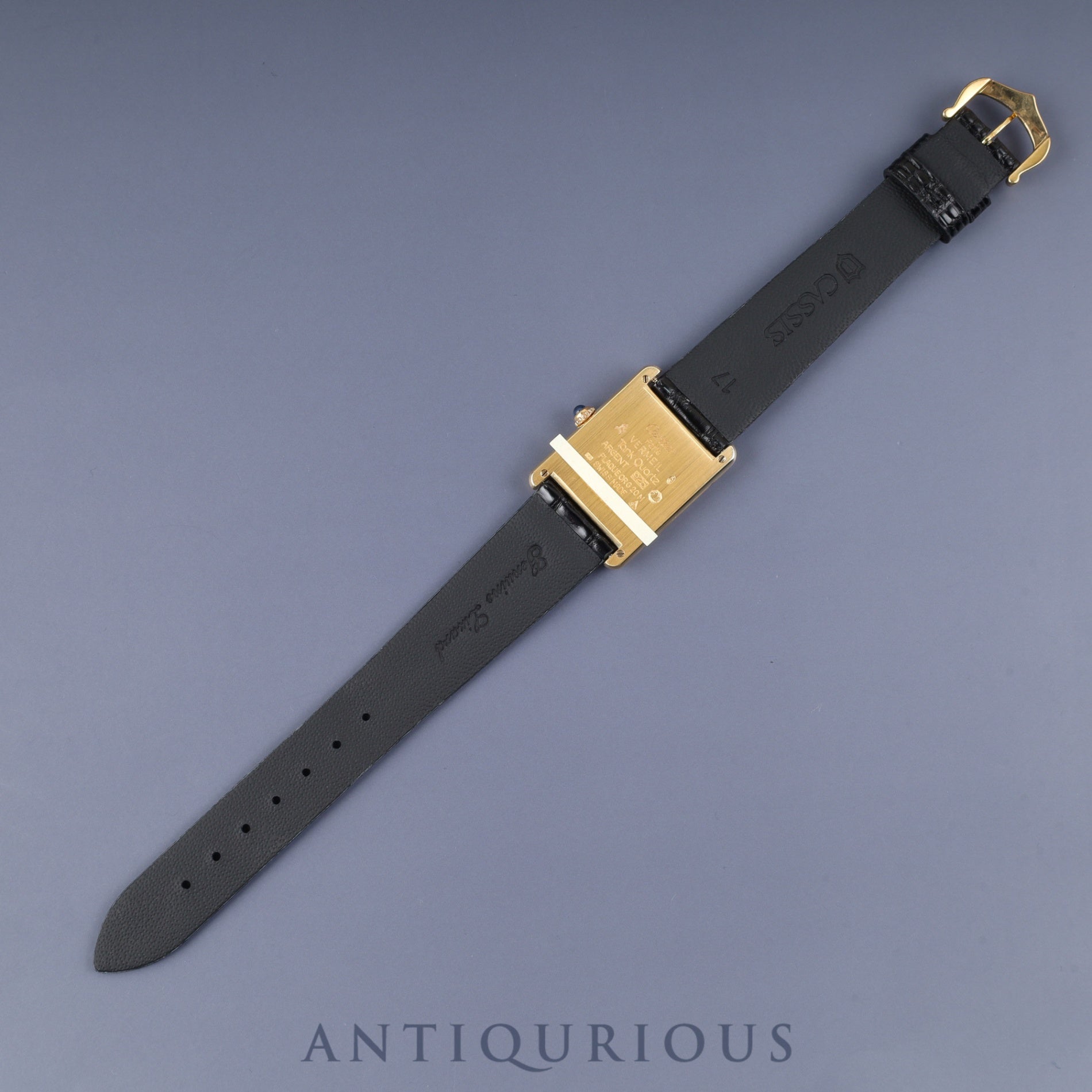 カルティエ マストタンク LM 590005 クォーツ Cal.90 SV925 革 純正尾錠(GP)ブラック飛びローマン文字盤 オーバーホール済み 新品仕上げ済み