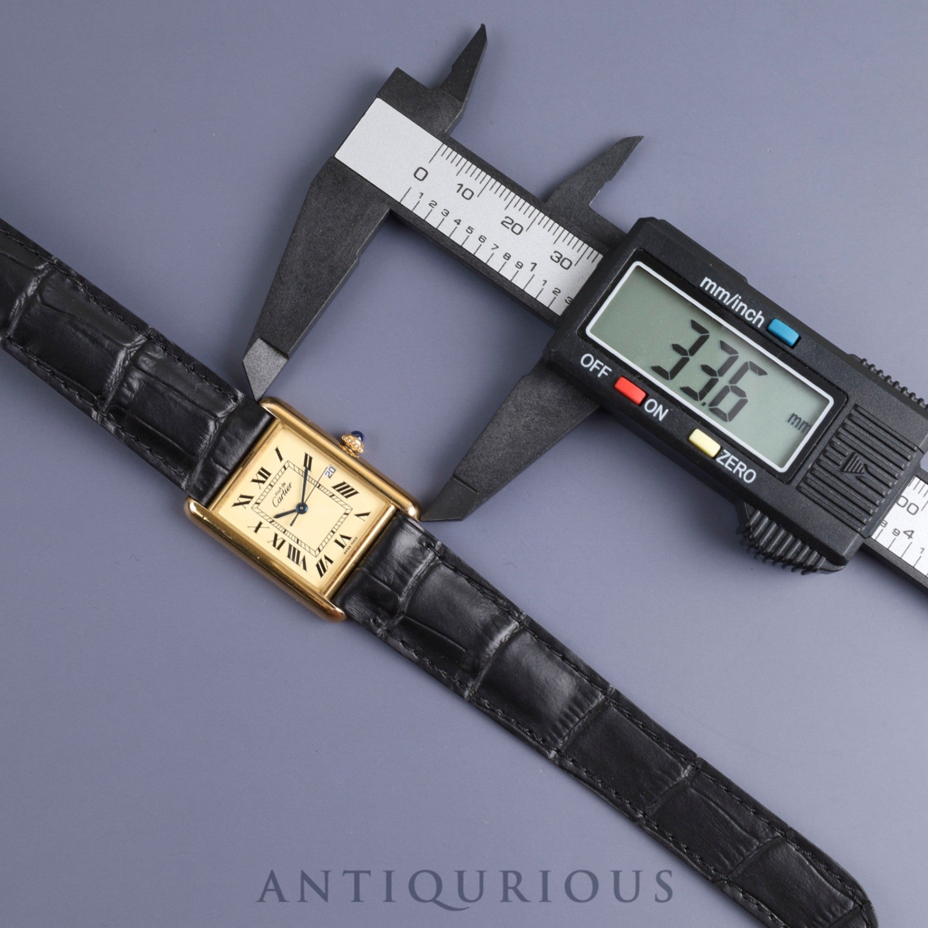 Cartier Must Tank GM (XL) W1017454 / 2413 Quartz Cal.687 SV925 Leather Genuine Buckle (GP) Ivory Roman Dial Overhauled