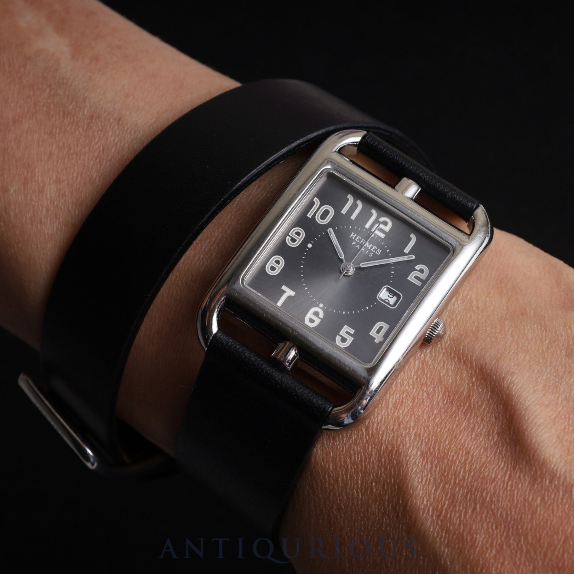 Hermes Cape Cod CC2.710 Quartz SS Leather Genuine Buckle (SS) Grey Dial Overhauled