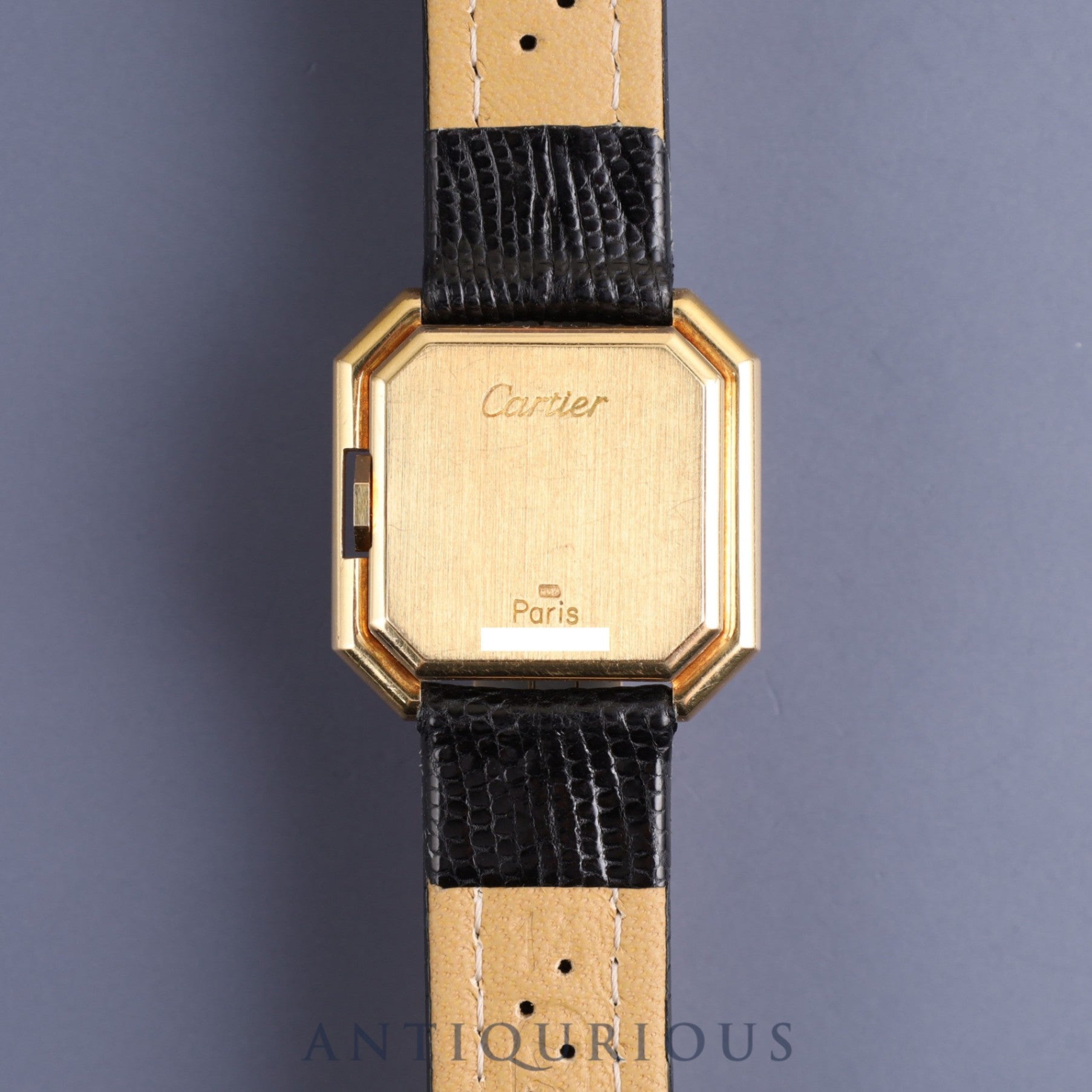 カルティエ サンチュール SM 78100 手巻き Cal.78-1 YG 革 純正尾錠(750YG)ホワイトローマン文字盤 オーバーホール済み