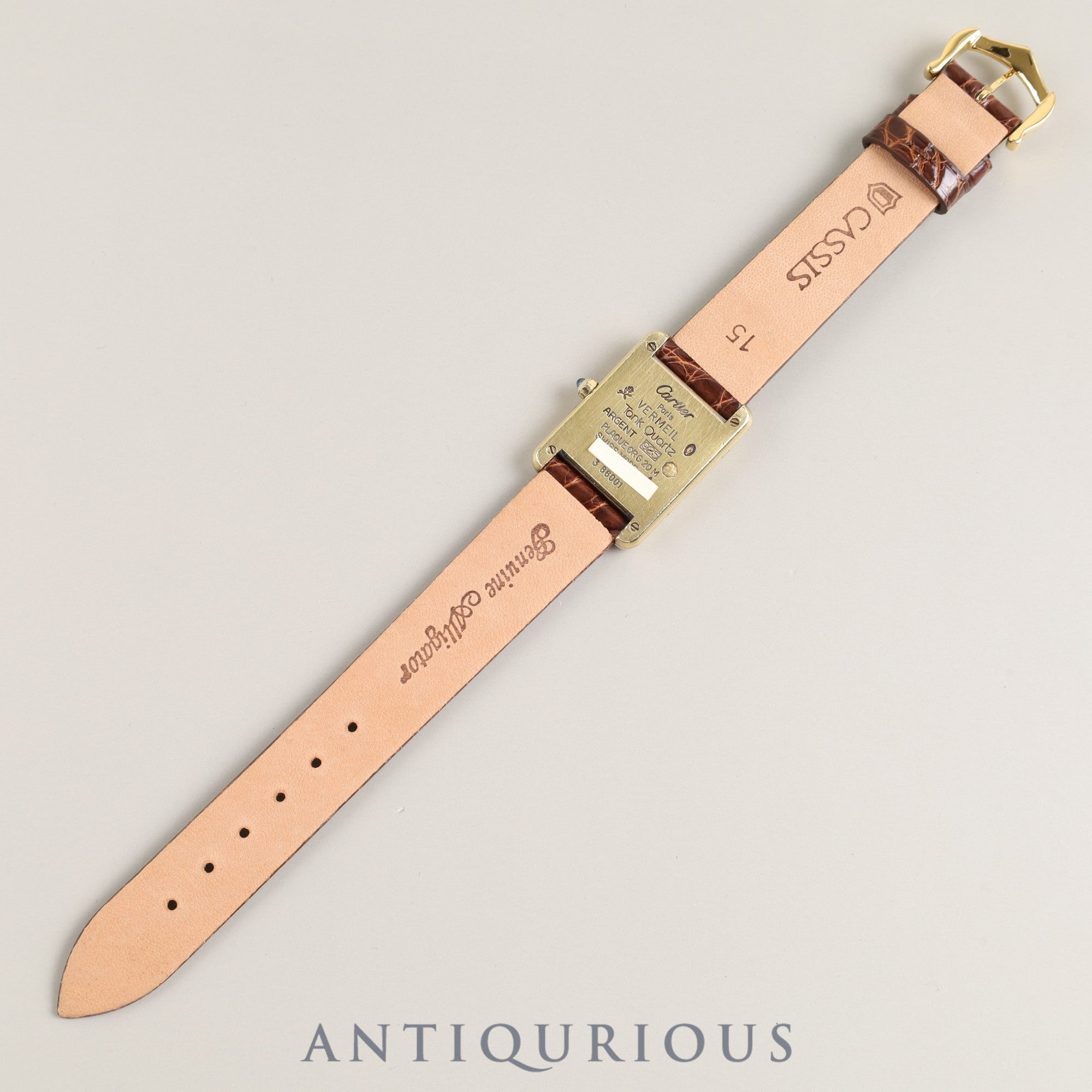 Cartier Must Tank SM 3 66001 Quartz Leather Strap with Genuine GP Buckle, Ivory Roman Dial, Cartier Boutique Complete Service (Full Maintenance)
