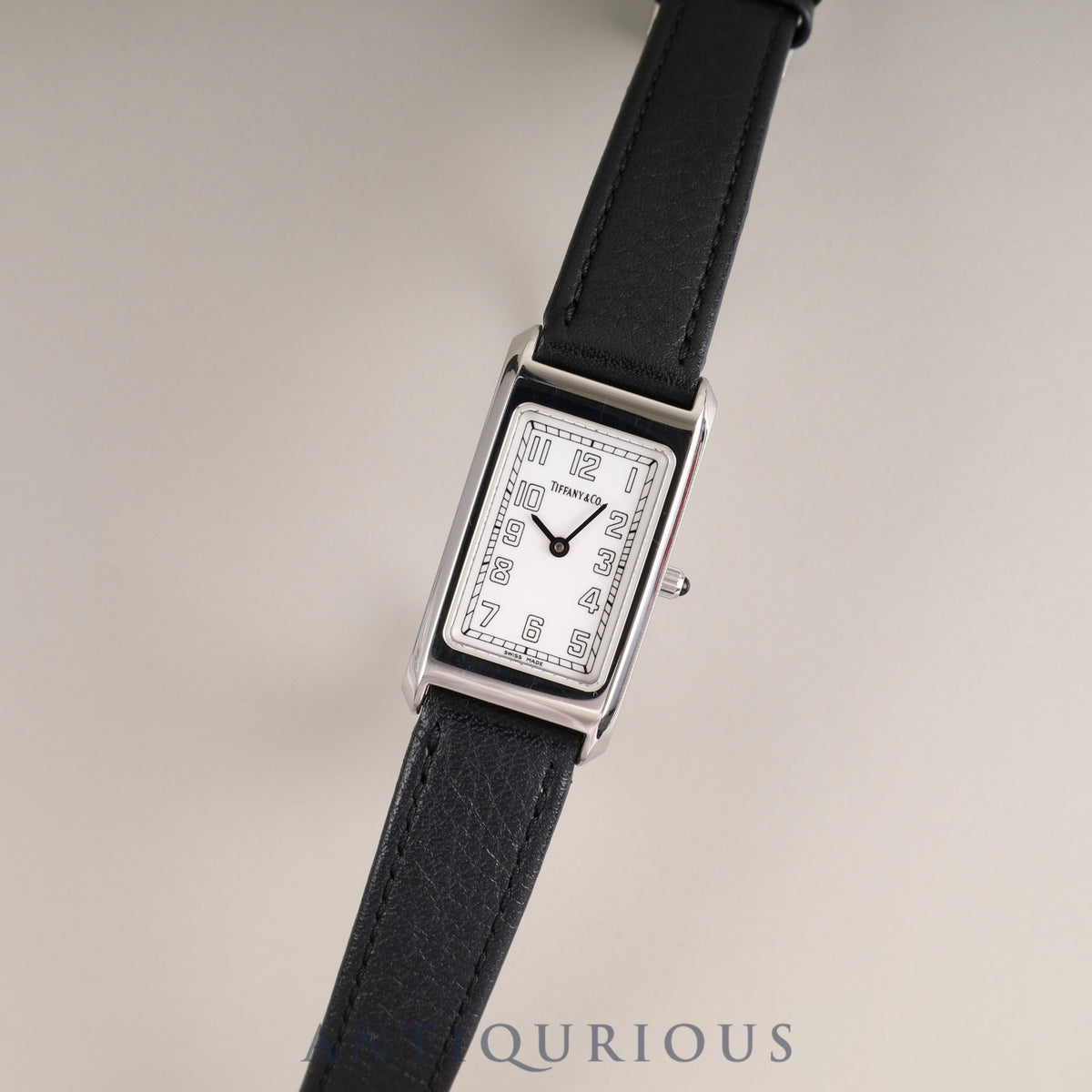Tiffany Classic Square Rectangular 525.1027 Quartz Cal.901.001 SS Genuine leather strap Genuine buckle (SS) White Arabic dial Box Overhauled