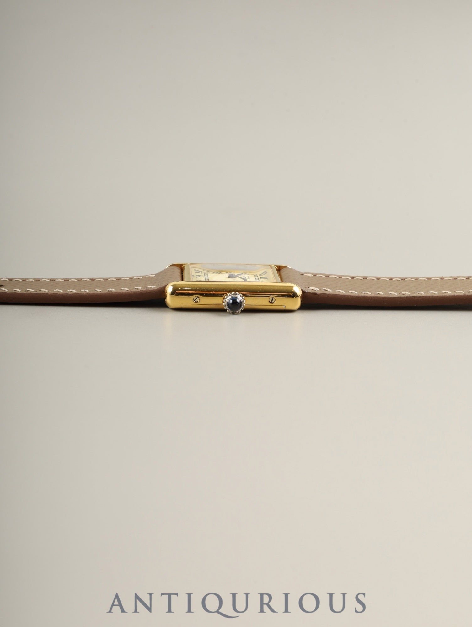 カルティエ マストタンク SM 手巻き Cal.78-1 SV925 革 純正尾錠(GP)アイボリーローマン文字盤 オーバーホール済み