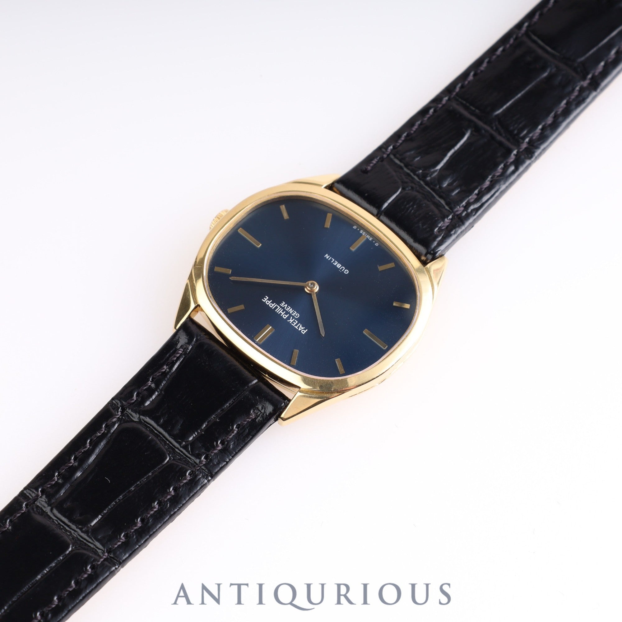 Patek Philippe Golden Ellipse 3545J GUBELIN Double Name Manual Winding Cal.23-300PM YG Leather Blue Dial Paper Box