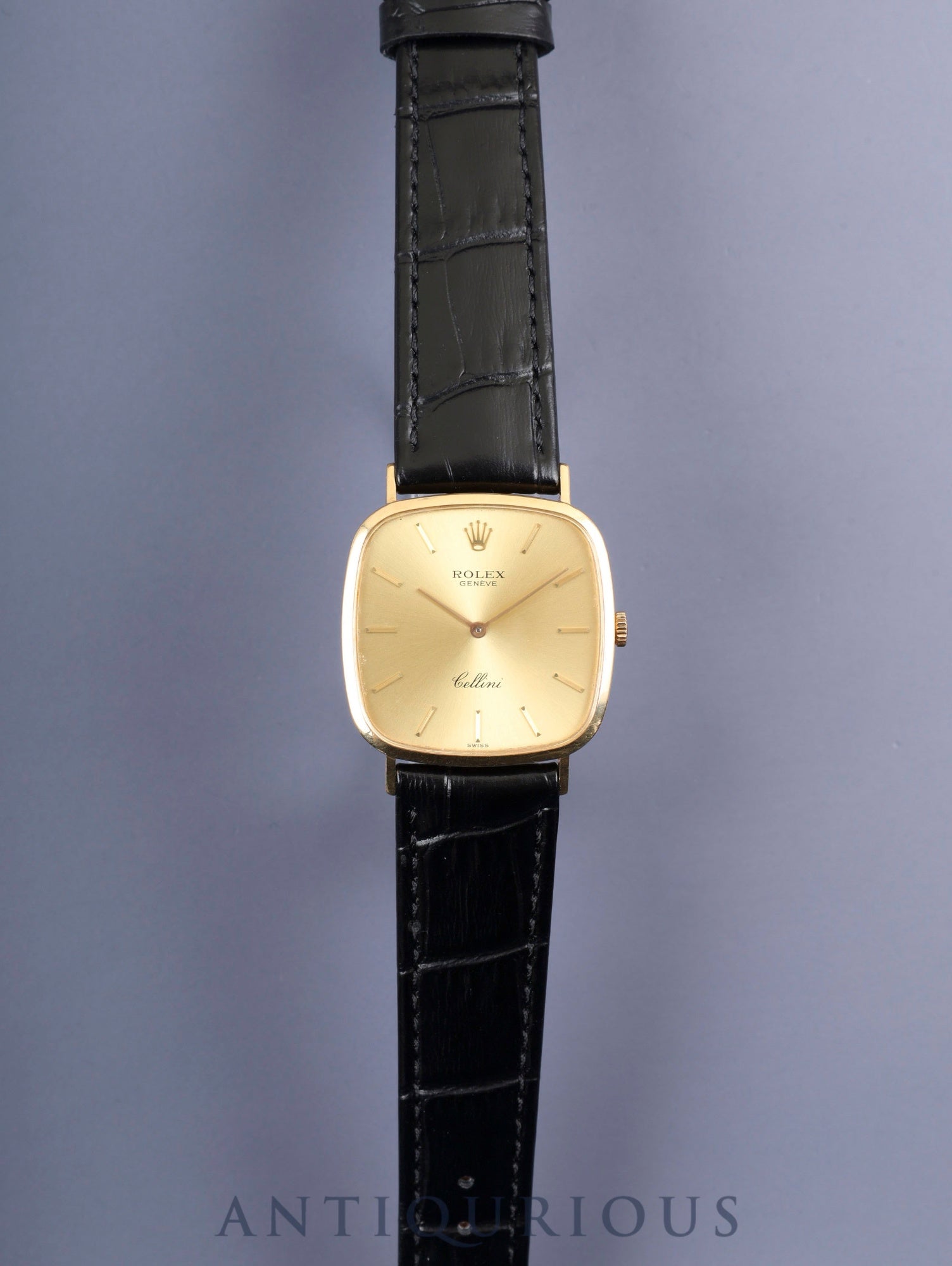 ロレックス チェリーニ 4114 手巻き Cal.1601 750YG 革 純正尾錠(GP)シャンパン文字盤 42番台(1975年)オーバーホール済み