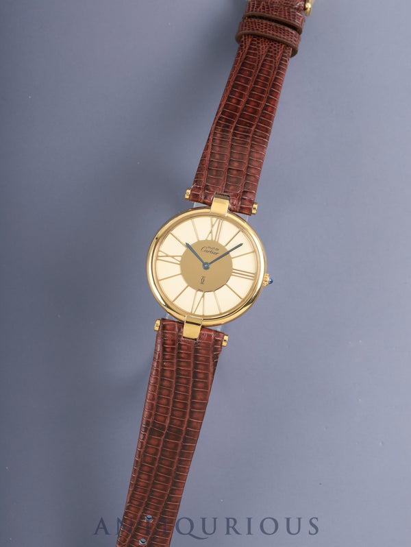 カルティエ マスト ヴァンドーム VLC LM W1001054 / 17 クォーツ Cal.81 SV925 革 純正ピンバックル(GP)アイボリークロワゾネ文字盤 箱 冊子 純正革ベルト オーバーホール済み