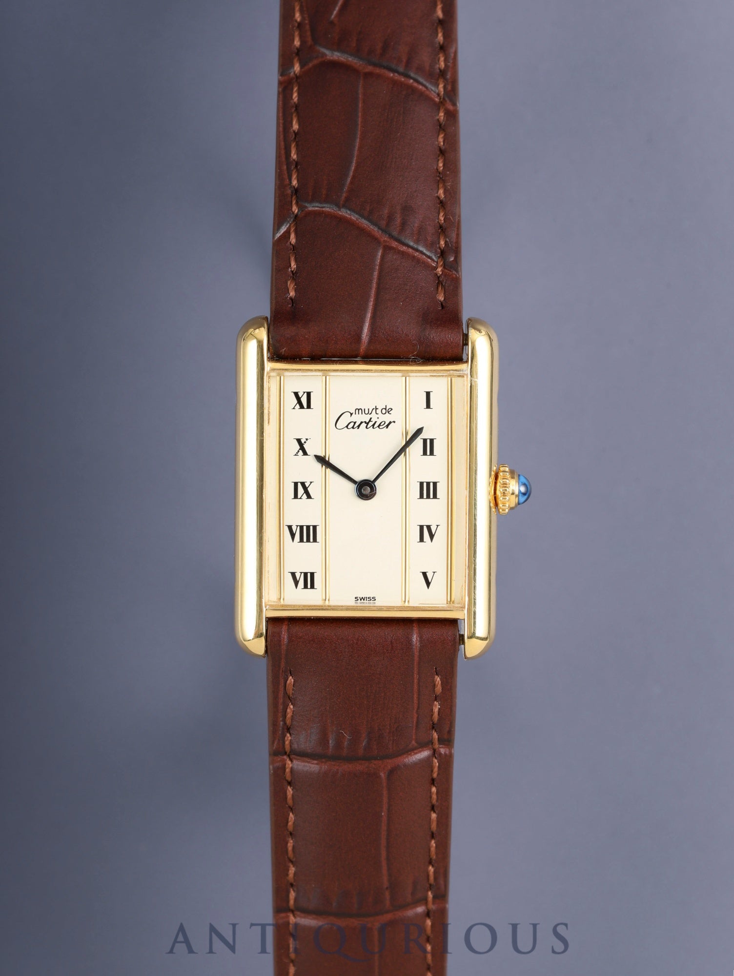 カルティエ マストタンク LM 590005 クォーツ Cal.90 SV925 革 純正Dバックル(GP)ストレートローマン文字盤(SWISS表記)オーバーホール済み 新品仕上げ済み