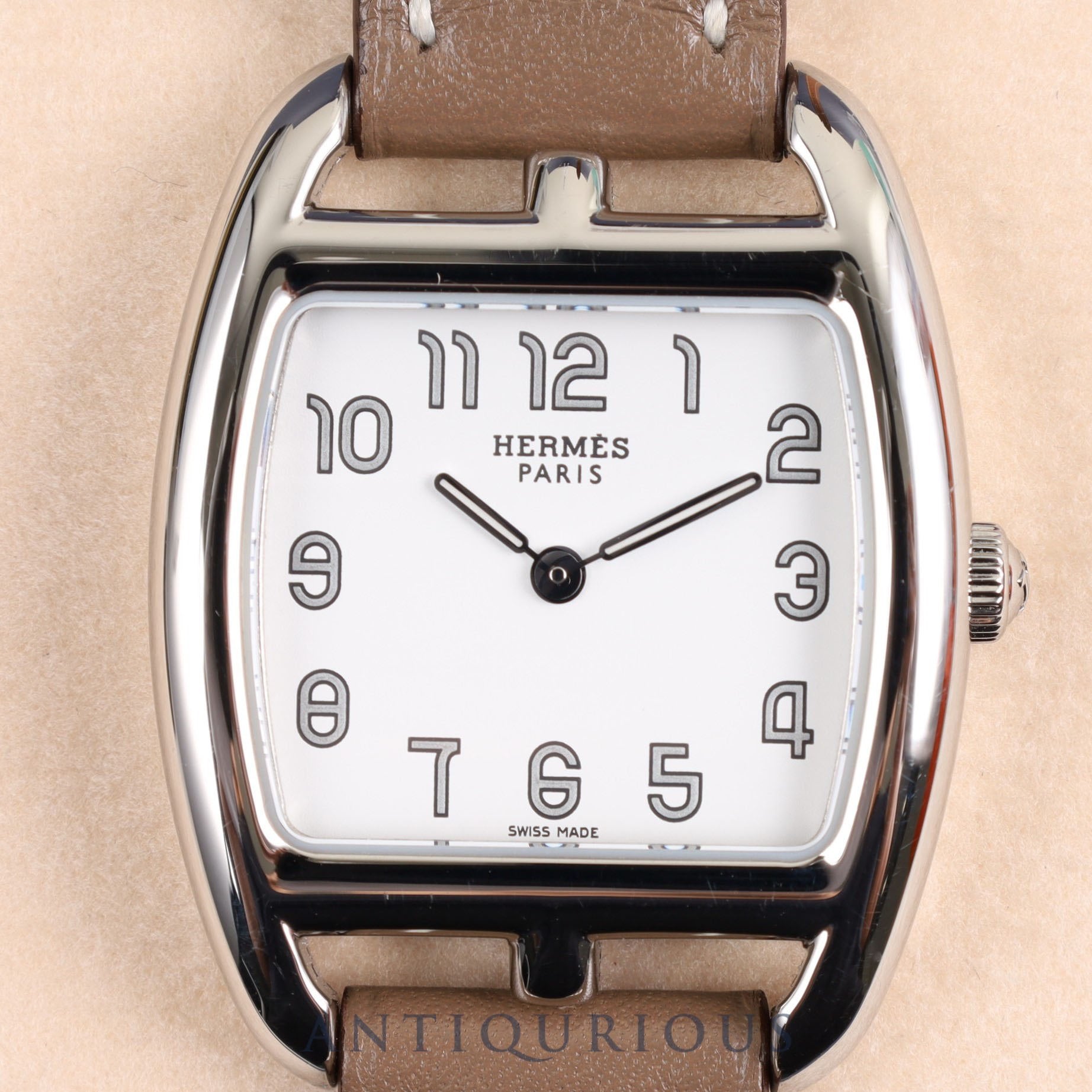 Hermes Cape Cod Tonneau CT1.210 Quartz Cal.- SS Leather White Dial Box Warranty (2017)