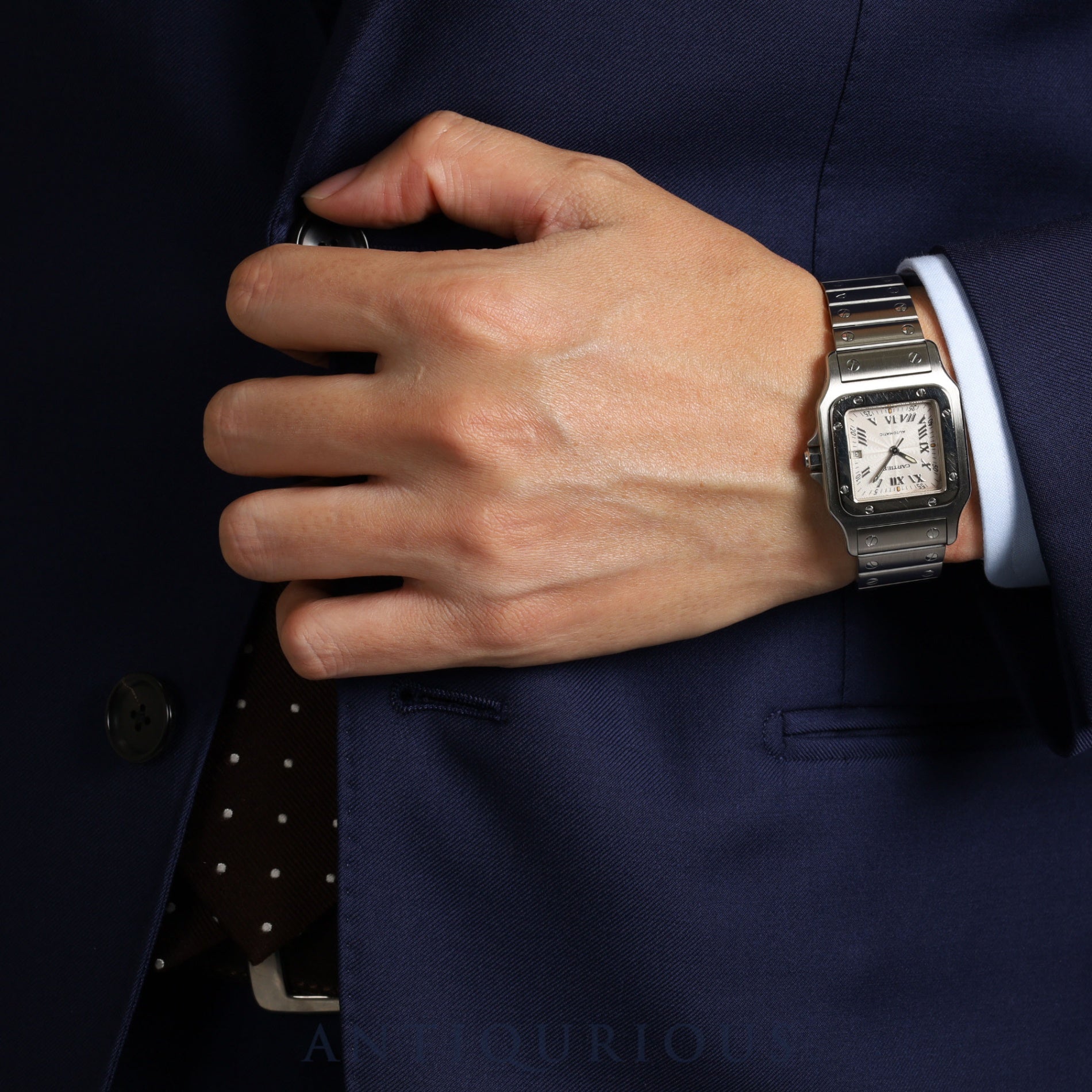 カルティエ サントス ガルベ LM W20040D6/2319 自動巻き SS シルバーギョーシェ文字盤 カルティエブティックにてコンプリートサービス(フルメンテナンス)済み