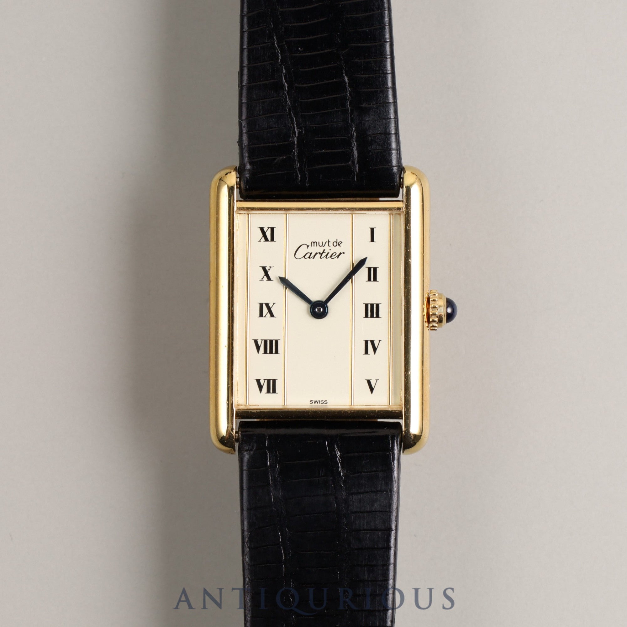 Cartier Must Tank LM QZ 590005 Cal.690 SV925 Leather Genuine Buckle (GP) Vertical Roman Dial Overhauled