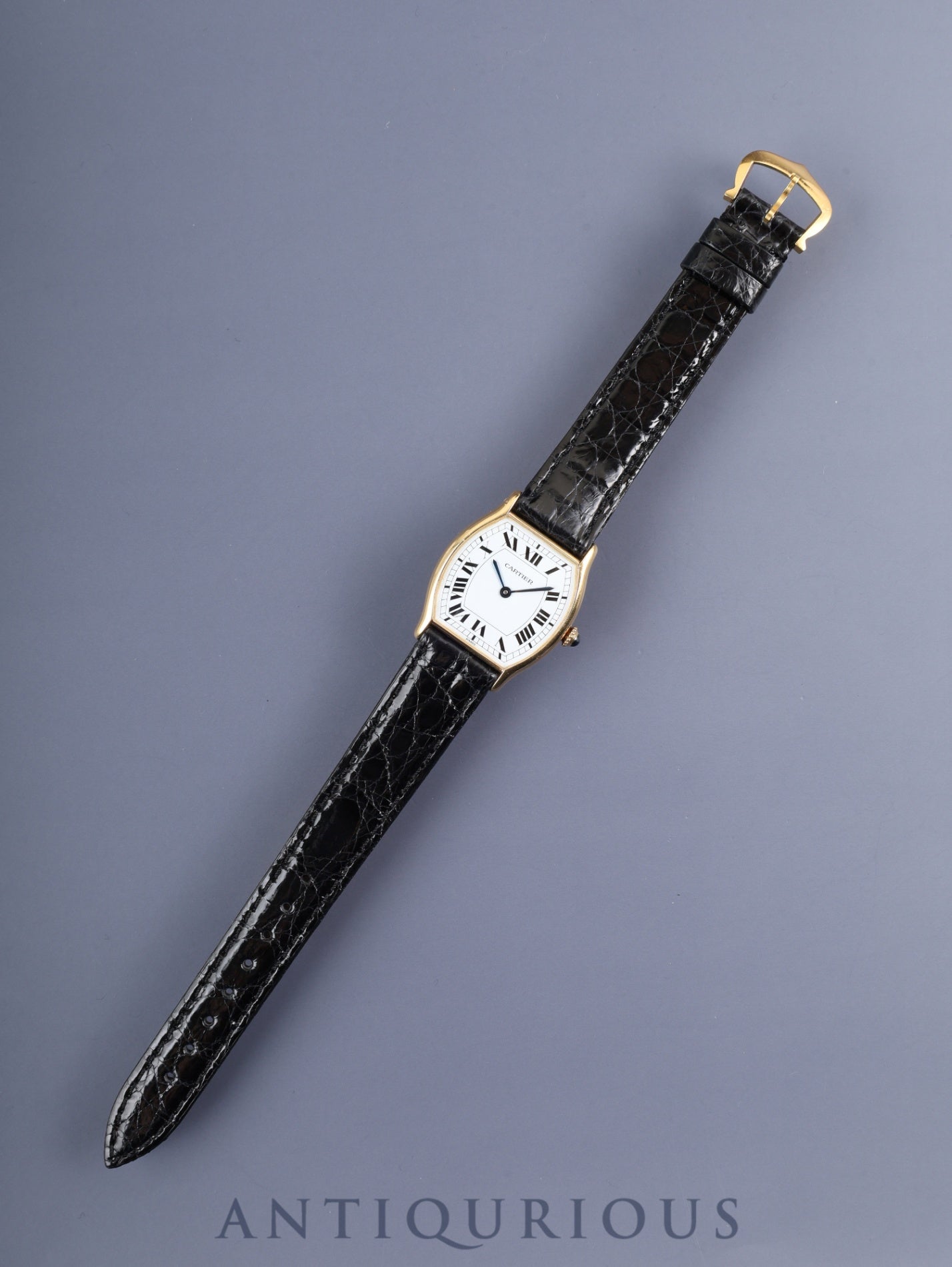 カルティエ トーチュ LM 10712 手巻き Cal.7001(プゾー)750YG 革 純正尾錠(750YG)ホワイトローマン文字盤(PARIS表記) 純正革ベルト オーバーホール済み