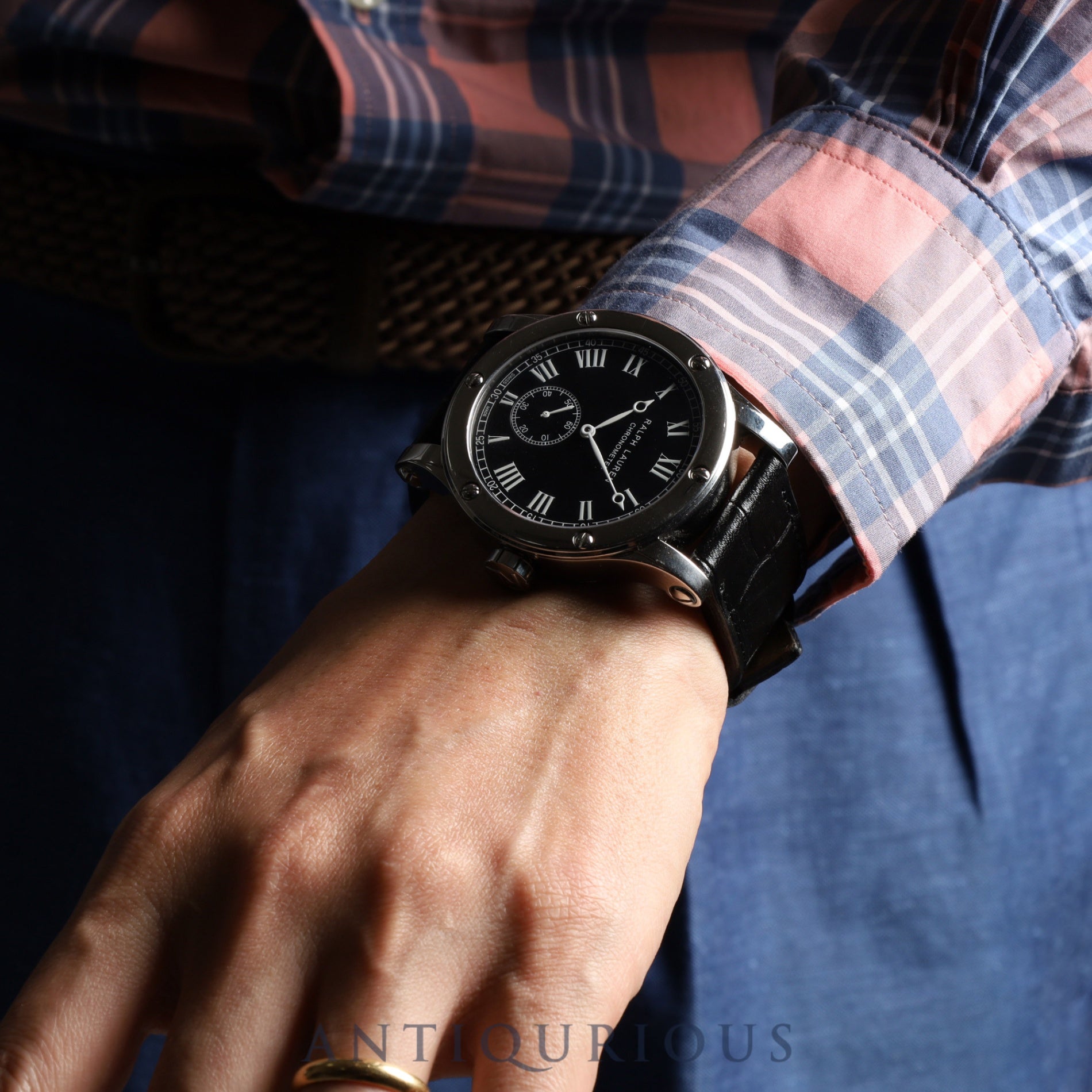 Ralph Lauren Sporting Classic Chronometer RLR0220706 / K02203 Automatic Cal.RL366 SS Leather Genuine Buckle (SS) Black Dial Genuine Replacement Belt Overhauled