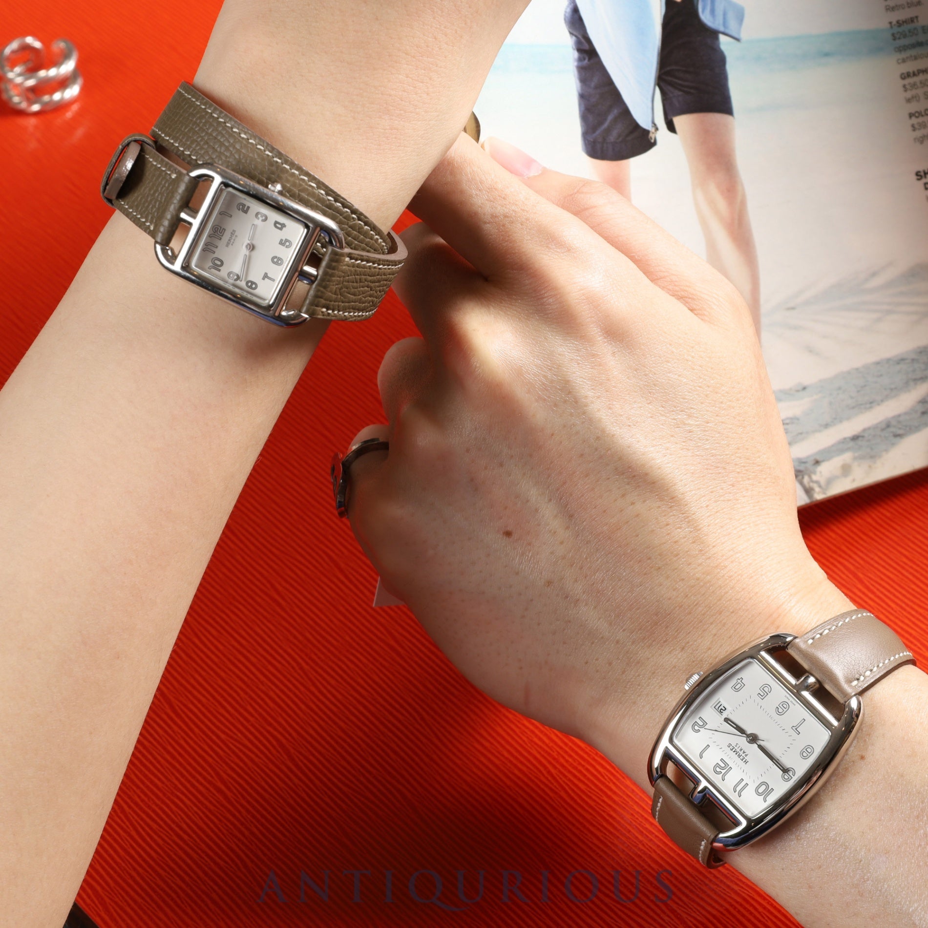 Hermès Cape Cod Tonneau CT1.710 Quartz Movement, Stainless Steel, Genuine Leather Strap (Stamped N: 2010), Genuine Buckle (SS), White Dial, Box, Warranty Card (2010), Overhauled