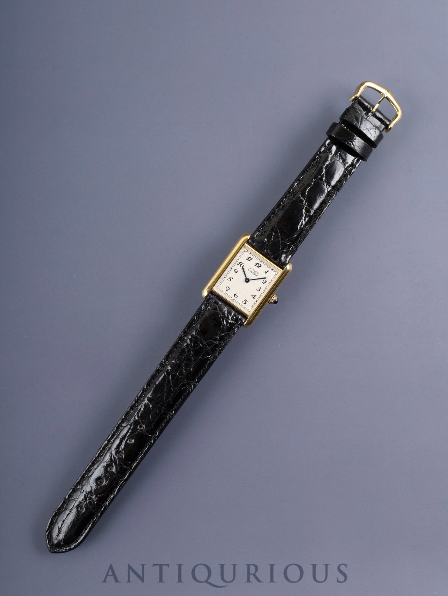 カルティエ マストタンク LM 590005 クォーツ Cal.90 SV925 革 純正Dバックル(GP)アラビア文字盤 オーバーホール済み 新品仕上げ済み