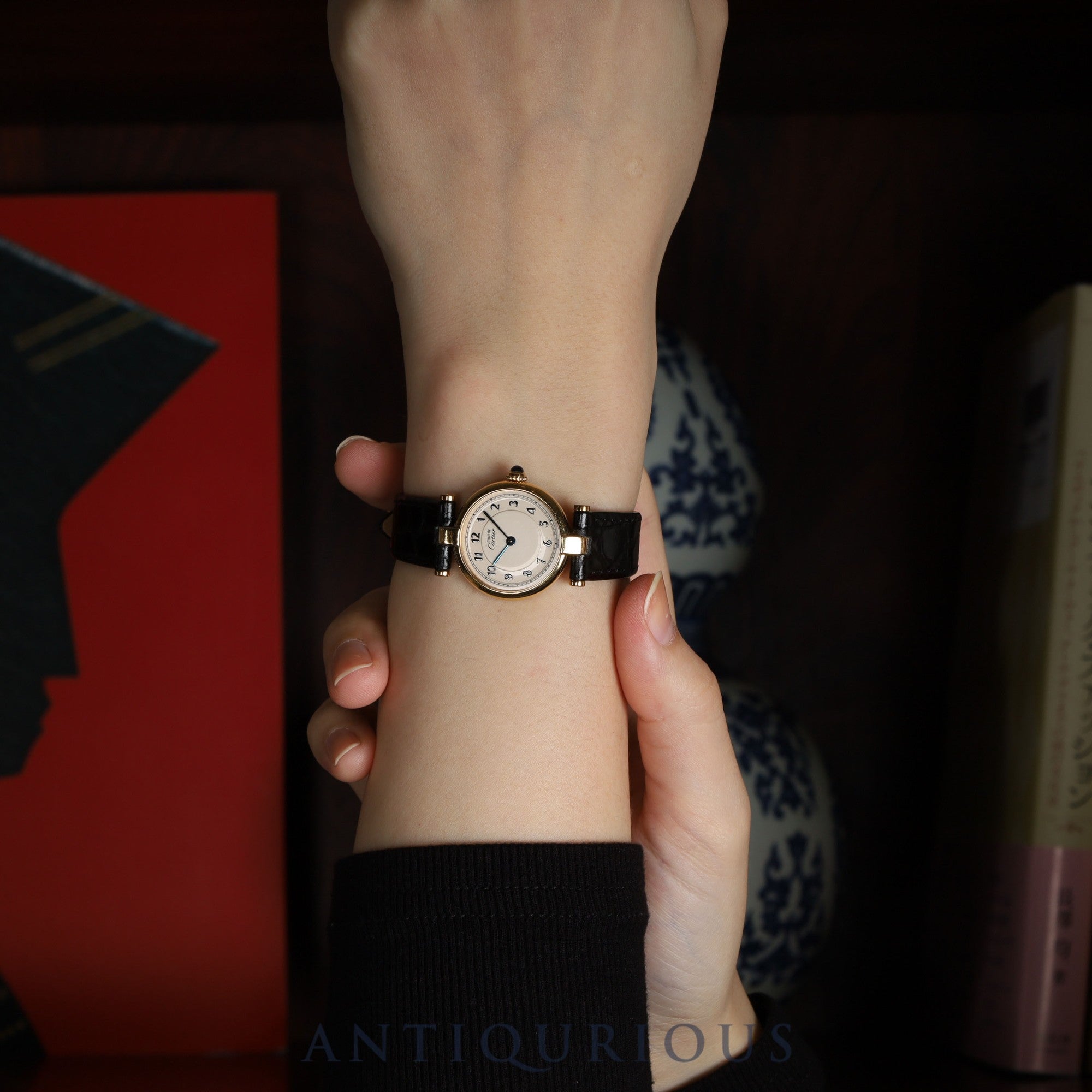 Cartier Must Vendôme VLC SM 590004 Quartz Caliber 90 SV925 Leather Strap with Genuine GP Buckle, Arabic Dial, Overhauled