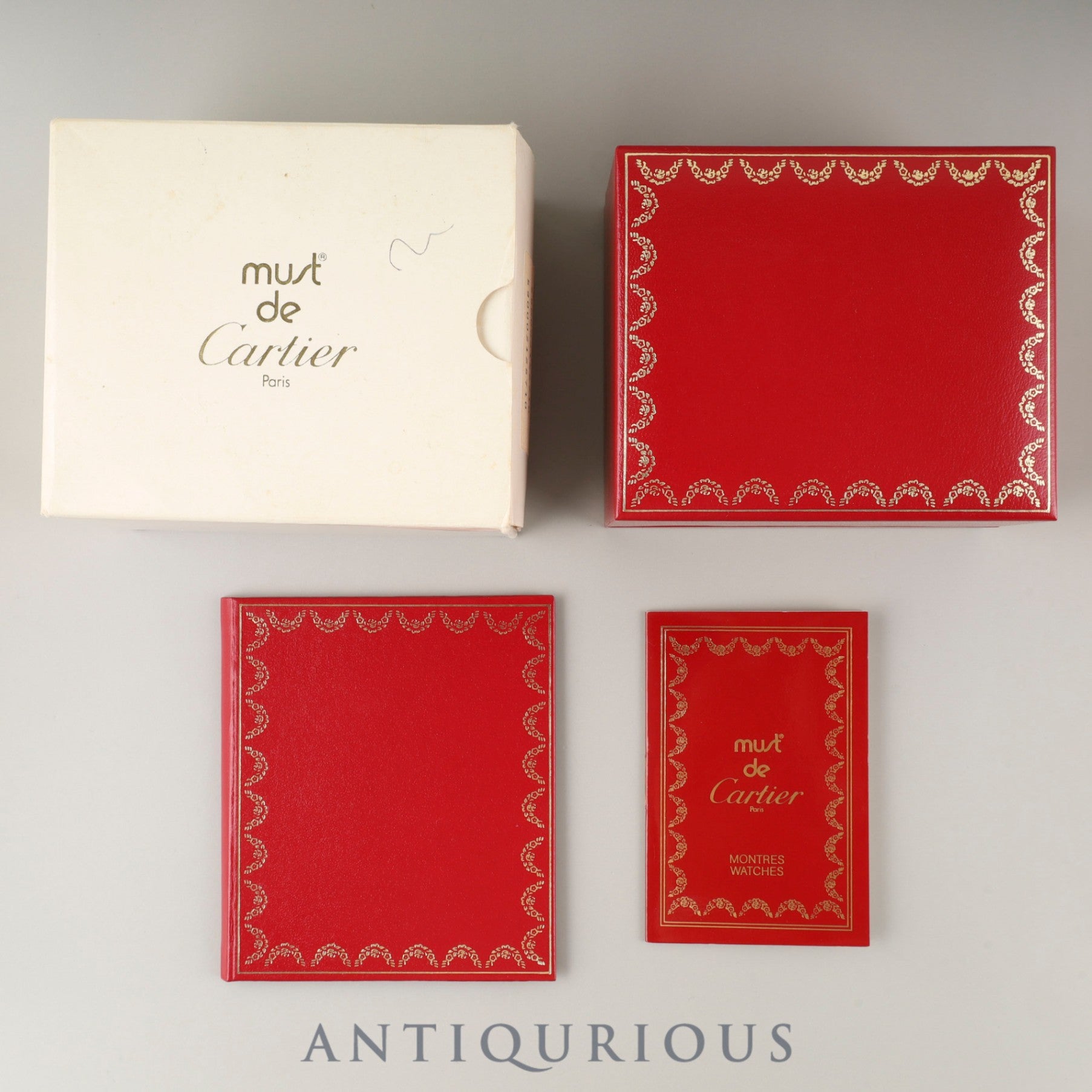 Cartier Must Tank SM W1005554 / 5057001 Quartz Caliber 057 SV925 Leather Genuine D-buckle (GP) Opalescent Dial Circa 1982-1995 Box Case Booklet Overhauled