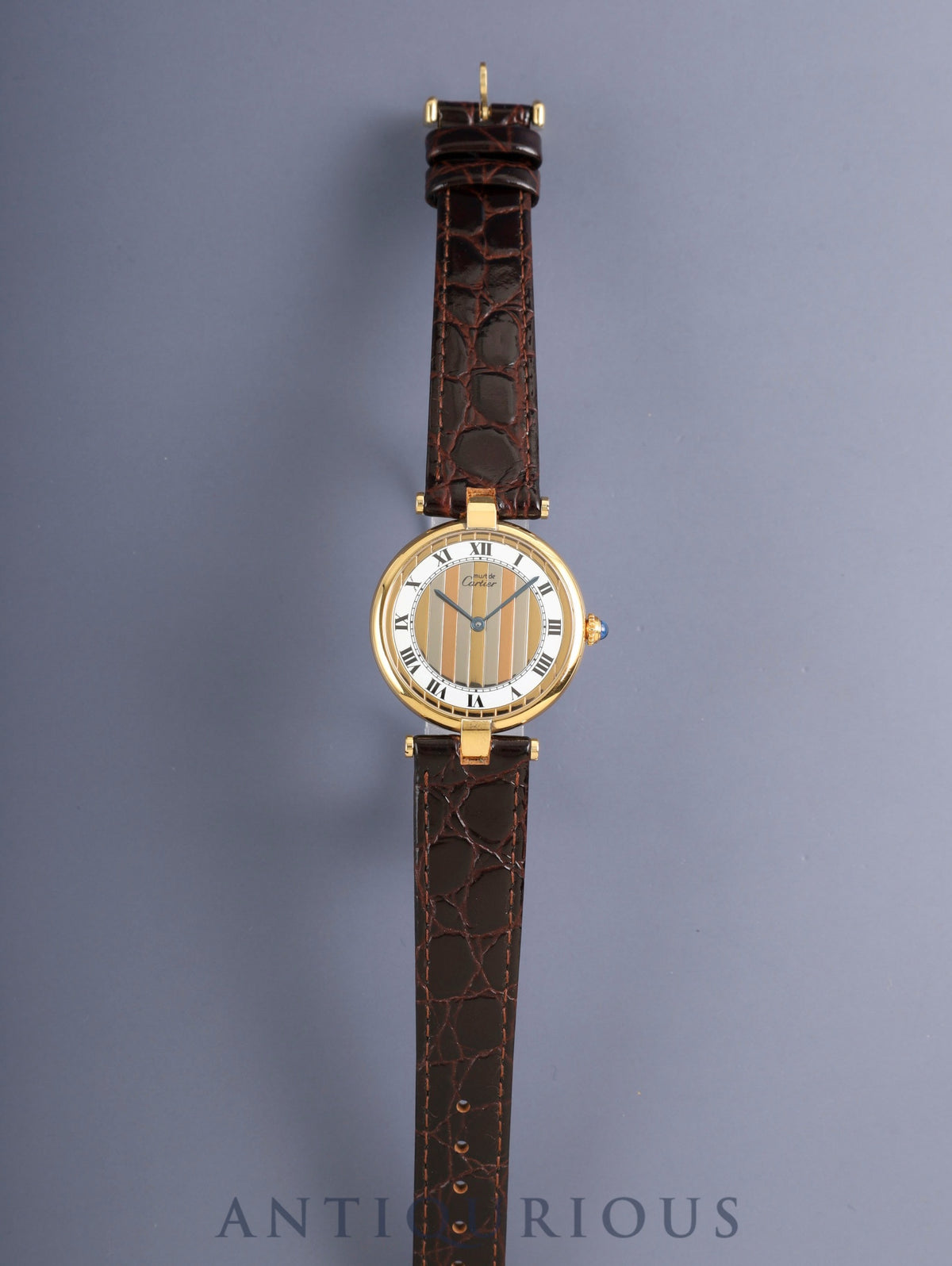 Cartier Must Vendome VLC LM 590003 Quartz Cal.90 SV925 Leather Original pin buckle (GP) Front Trinity dial (SWISS表記) Overhauled
