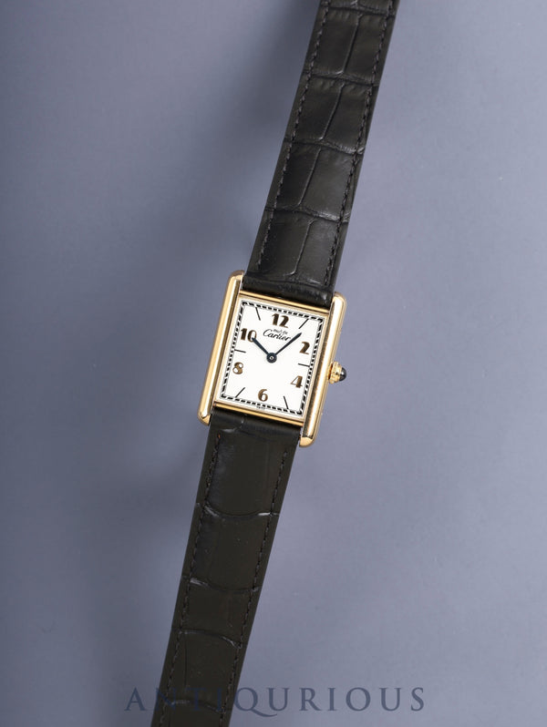 カルティエ マストタンク LM 590005 クォーツ Cal.690 SV925 革 純正Dバックル(GP)飛びアラビアCC文字盤(SWISS表記)オーバーホール済み