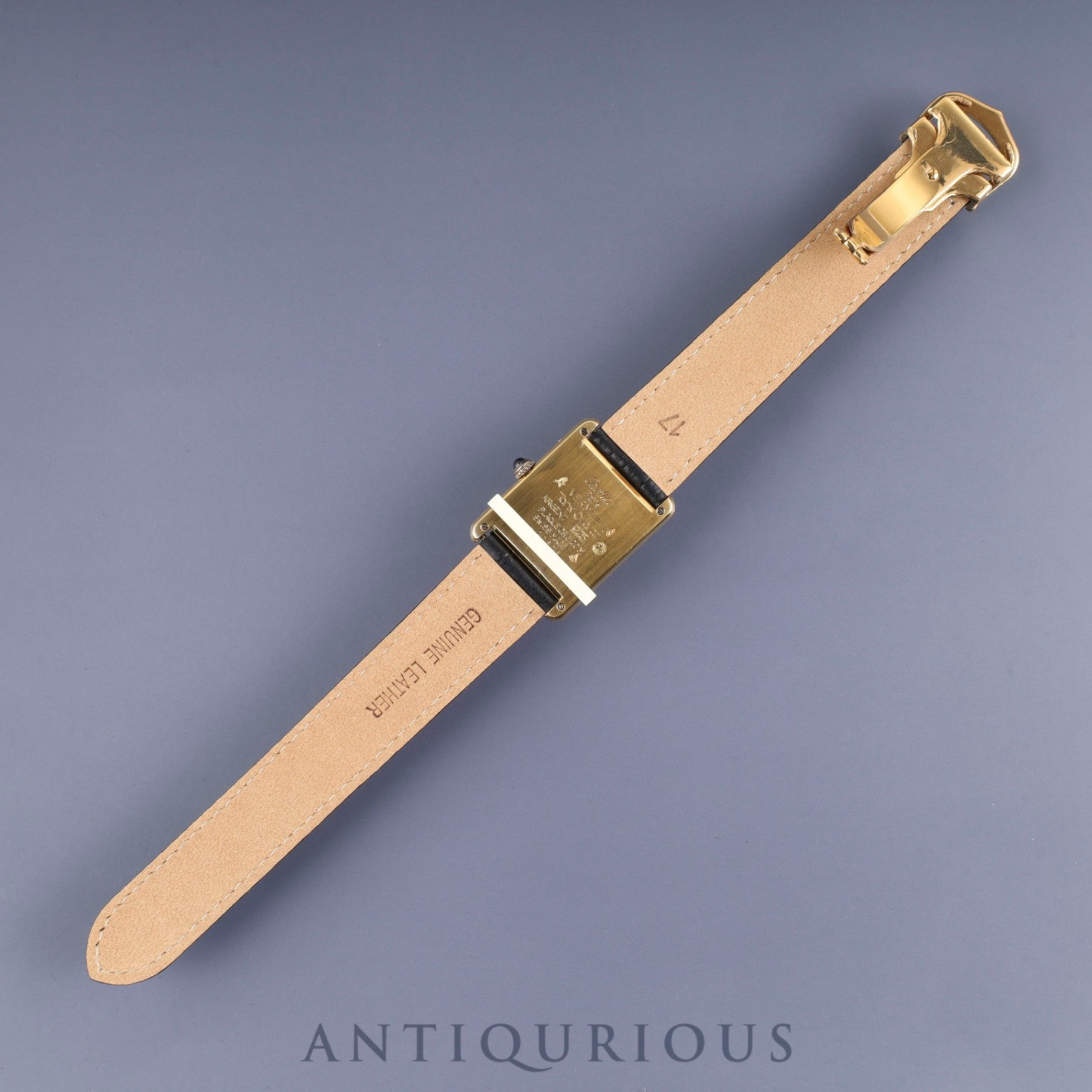 Cartier Must Tank LM 590005 Quartz Caliber - SV925 Leather Strap with Genuine D-Buckle (GP) Arabic Dial Circa 1982-1995 Overhauled and Finished to New