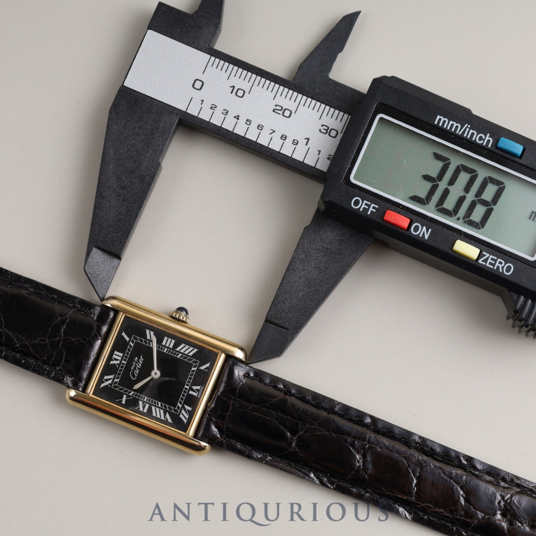 Cartier Must Tank LM Manual Winding Cal.78-1 SV925 Leather Genuine Buckle (GP) Black Roman Dial