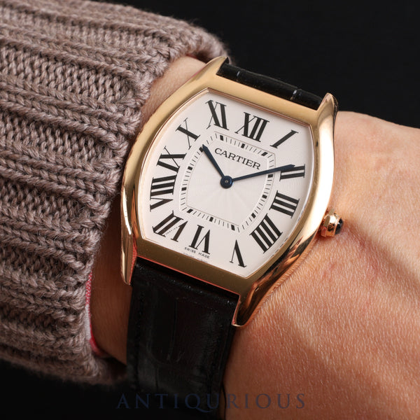 Cartier Tortue LM WGTO0002 / 3797 Manual winding Cal.430MC RG Leather Genuine D buckle (750) Silver guilloche dial Box Warranty (2020) Overhauled