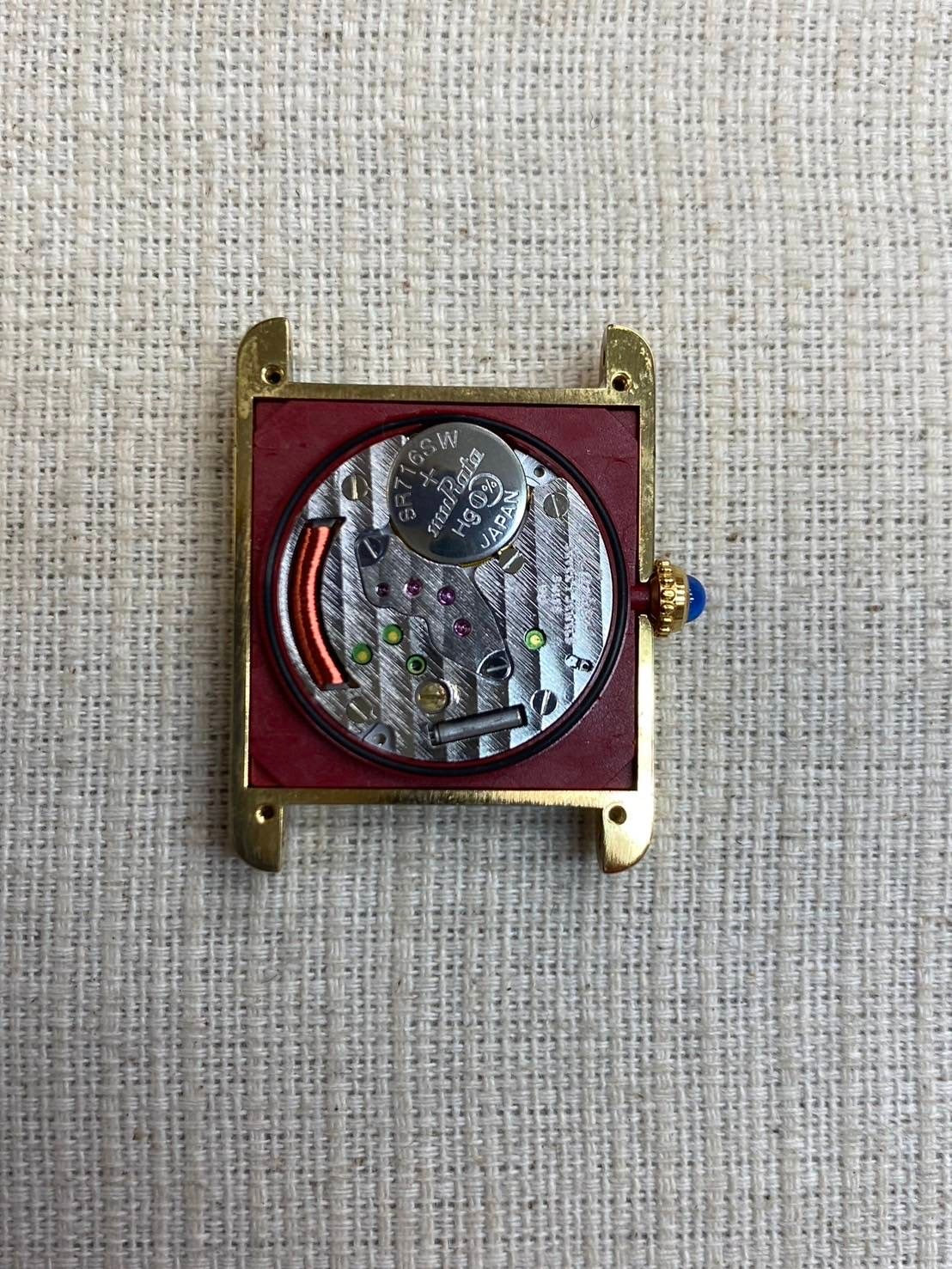 Cartier Must Tank LM QZ 590005 925 Leather Genuine Buckle (GP) Opalan Dial Box Warranty (1993)