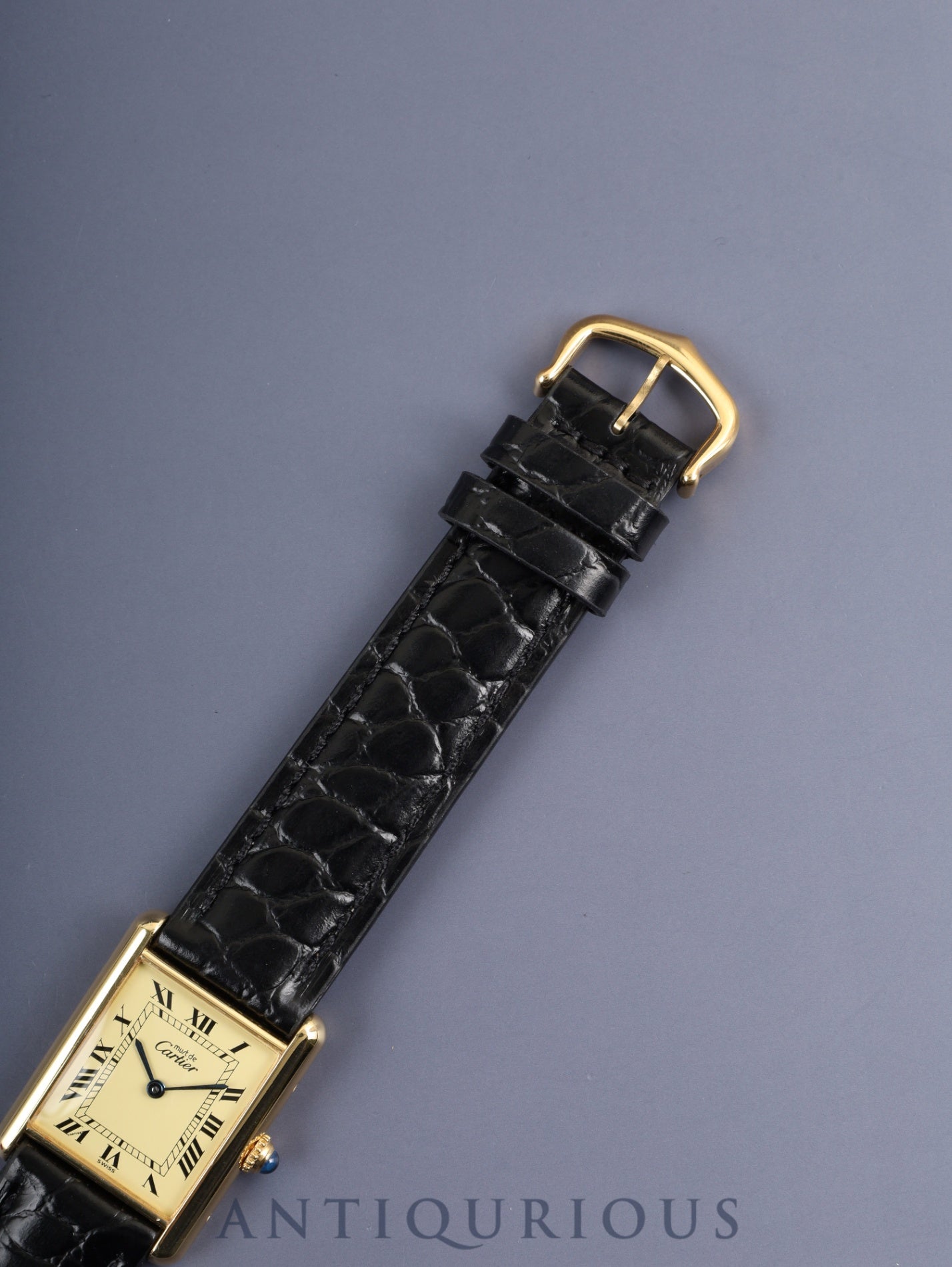 カルティエ マストタンク LM 590005 クォーツ Cal.90 SV925 革 純正ピンバックル(GP)アイボリーローマン文字盤(SWISS表記) 箱 冊子 保証書(無記載)オーバーホール済み