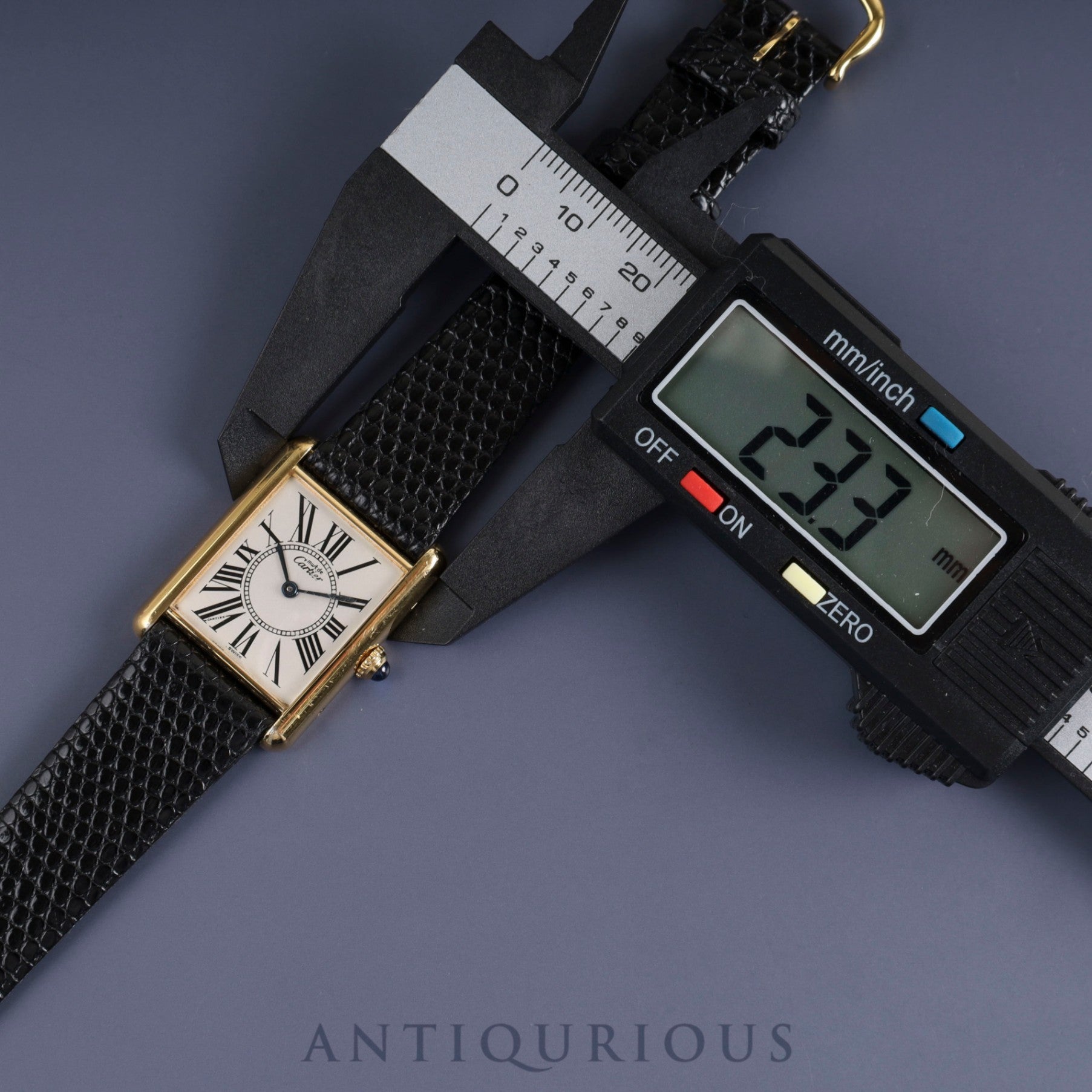 Cartier Must Tank LM W1005654 / 590005 Quartz Cal.690 SV925 Leather Genuine Buckle (GP) Opalan Dial Overhauled