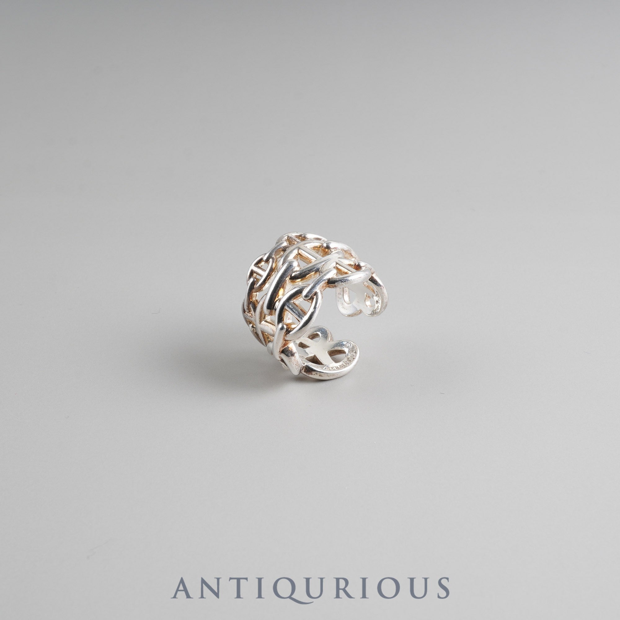 Hermes Chaine d'Ancre Enchaine GM Ring, Sterling Silver #55, Box, 22nd Anniversary