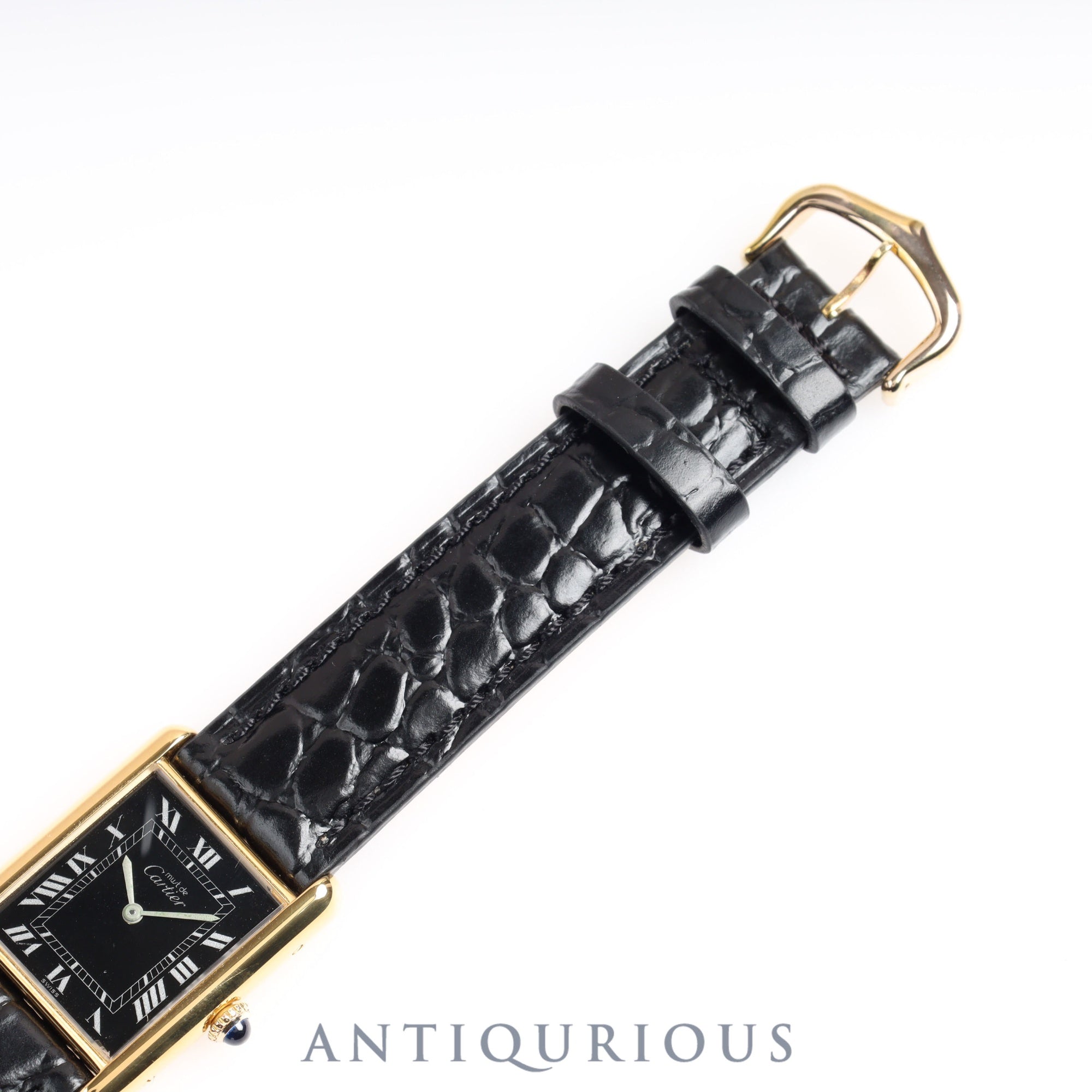 Cartier Must Tank LM Manual Winding Black Roman Dial Box Card (1984)