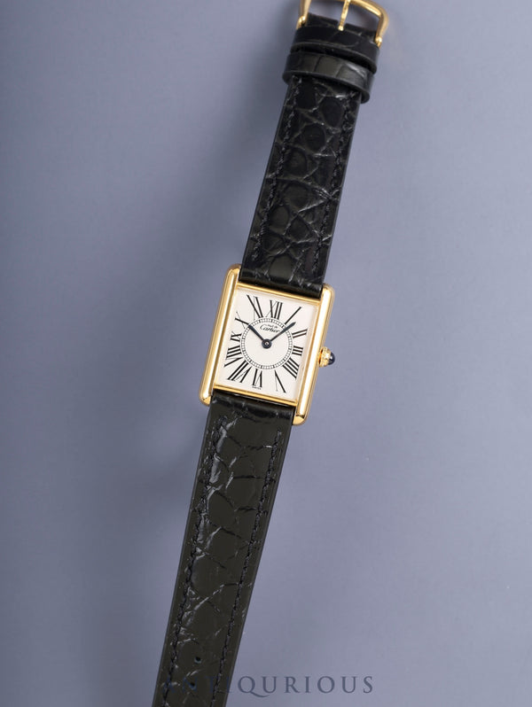 カルティエ マストタンク LM 590005 クォーツ Cal.90 SV925 革 純正尾錠(GP)オパラン文字盤(SWISS表記)オーバーホール済み