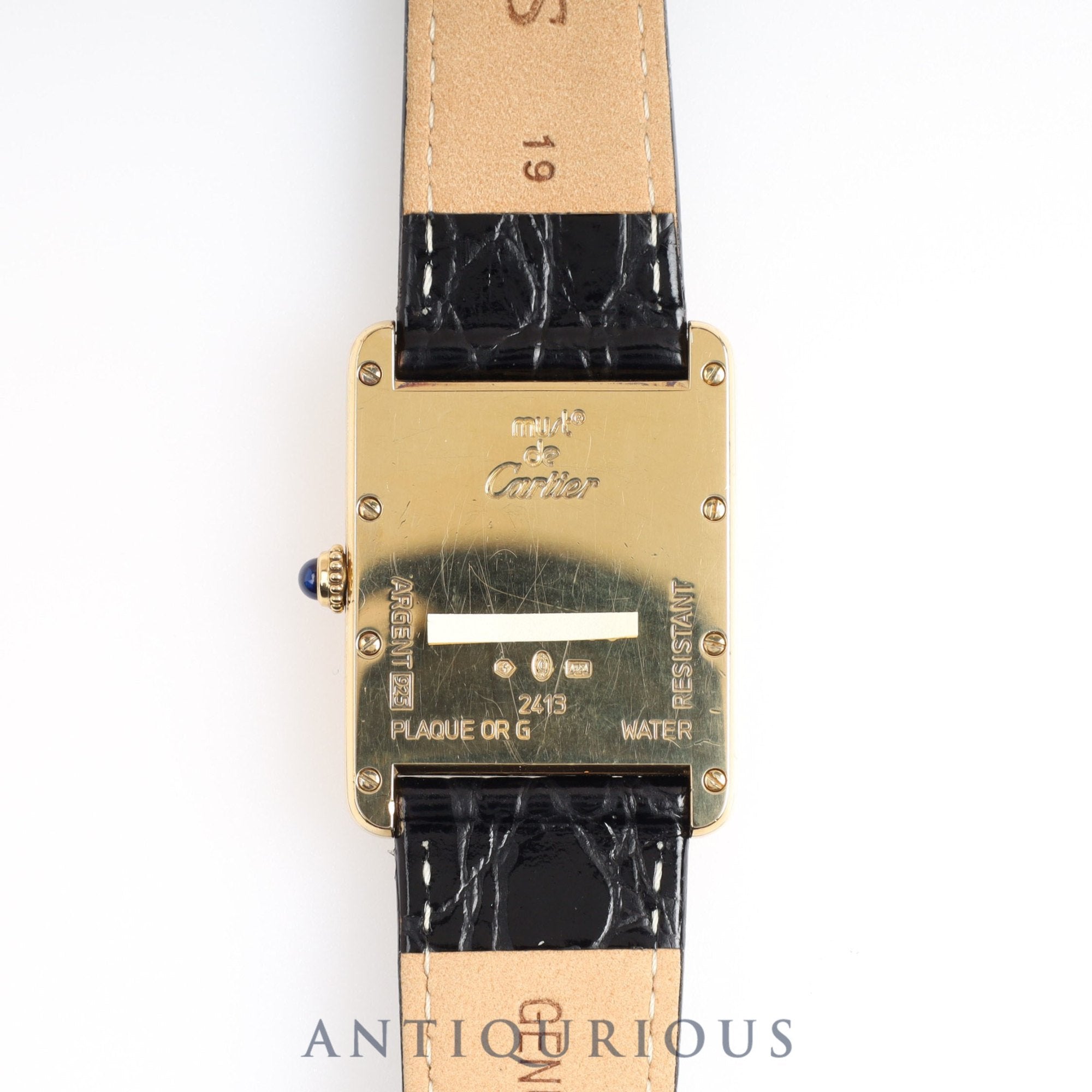 Cartier Must Tank GM (XL) Date W1013954 / 2413 Quartz Cal.87 Telephone Dial SV925 Leather Genuine Buckle (GP)