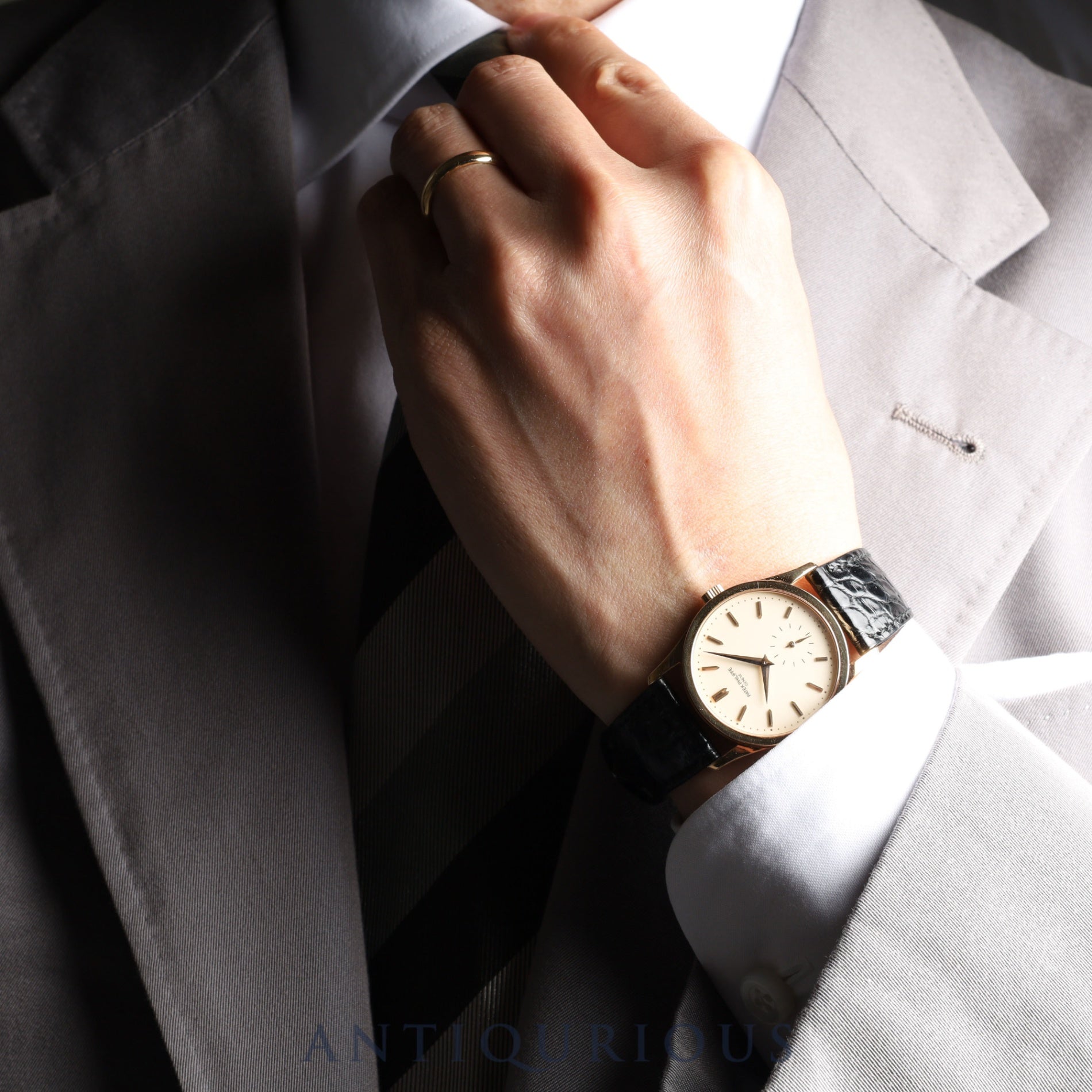 パテック・フィリップ カラトラバ 3796 手巻き Cal.215 PG 純正革ベルト 純正バックル(750)アイボリー文字盤