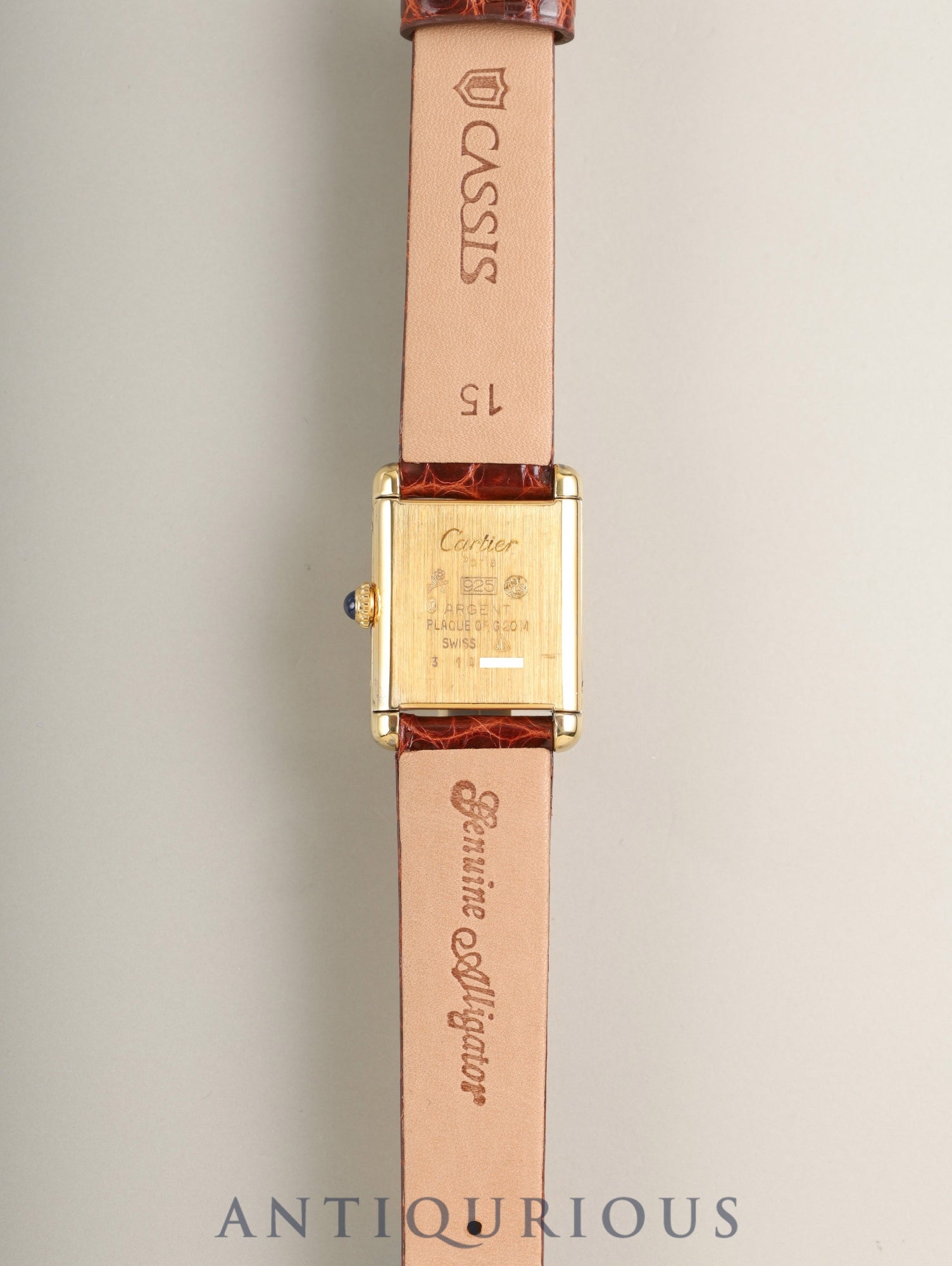 カルティエ マストタンク SM 手巻き Cal.78-1 SV925 革 純正尾錠(GP)アイボリーローマン文字盤(SWISS MADE表記 )オーバーホール済み