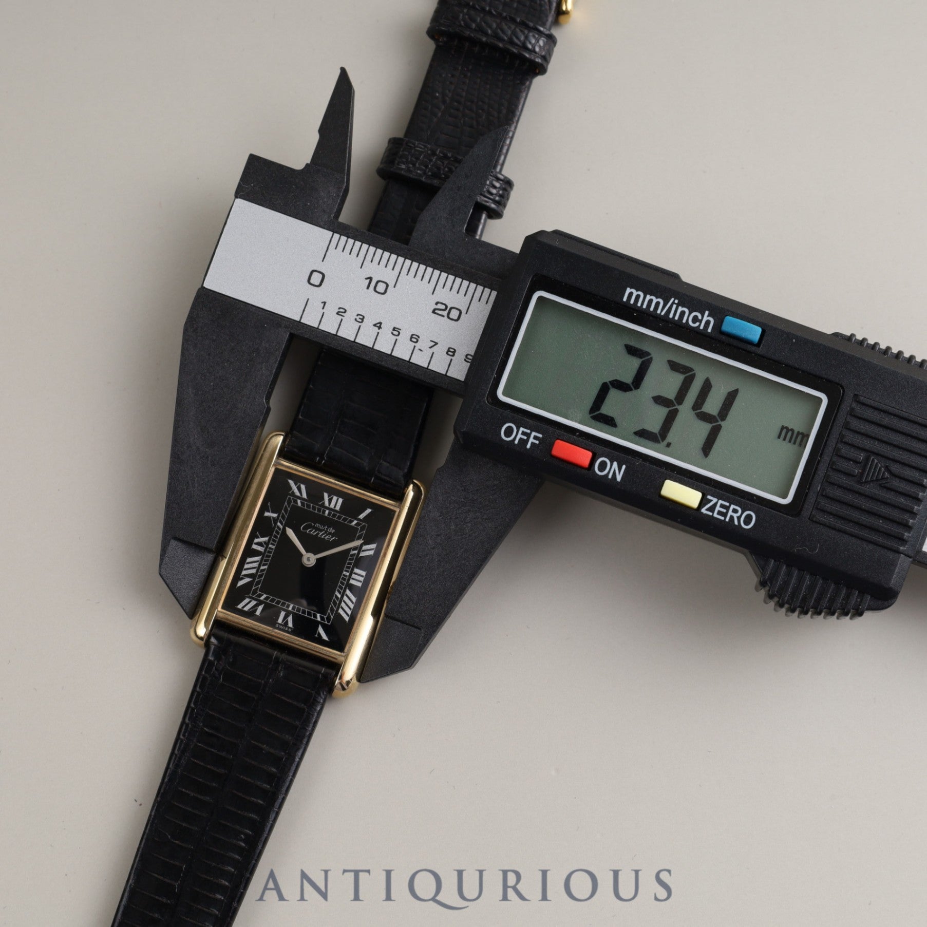 Cartier Must Tank LM Manual winding 19749 o/w Cal.78-1 SV925 Leather Genuine buckle (GP) Black Roman dial Box Warranty (1980)