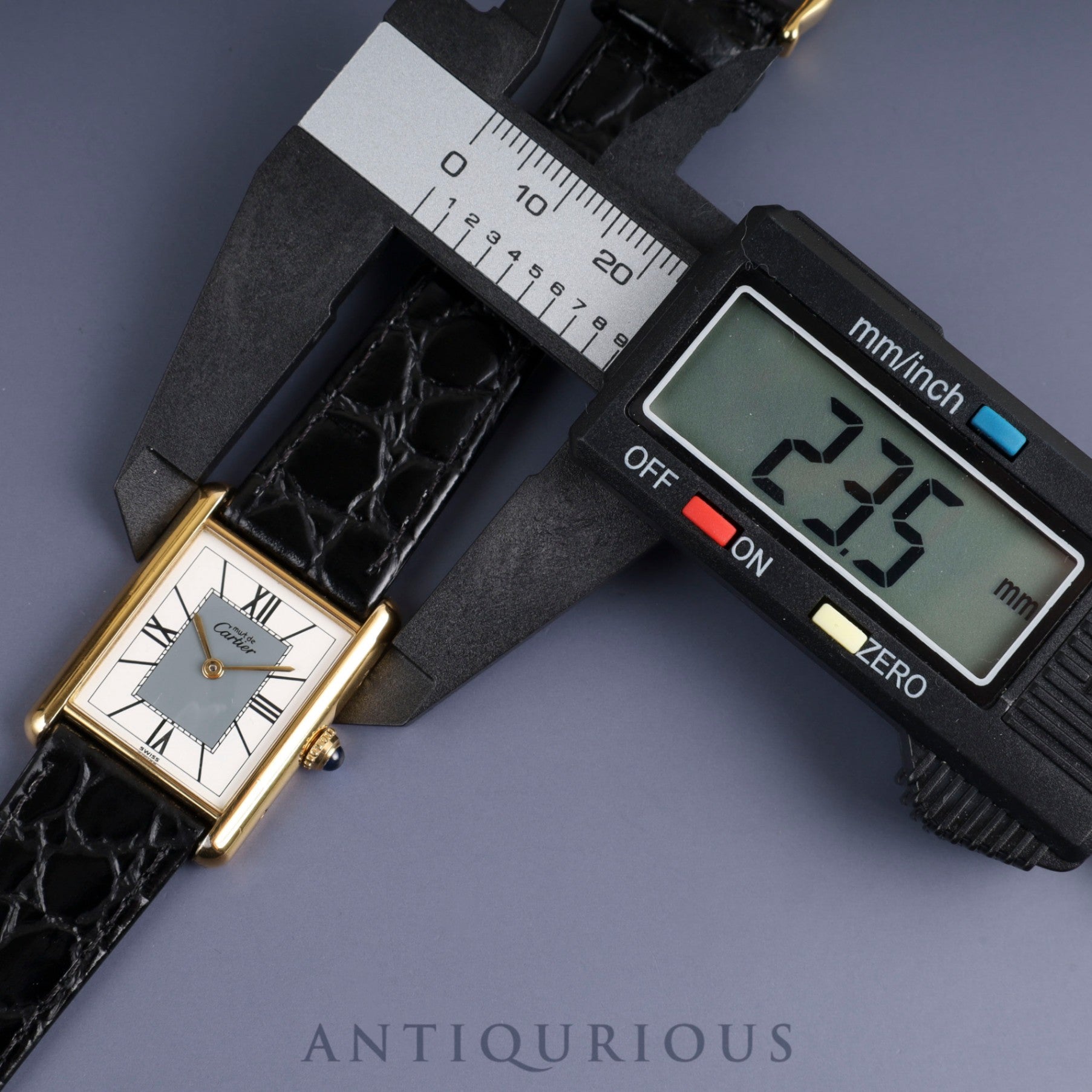 Cartier Must Tank LM 590005 Quartz Cal.90 SV925 Leather Genuine D-buckle (GP) Grey Roman dial Overhauled