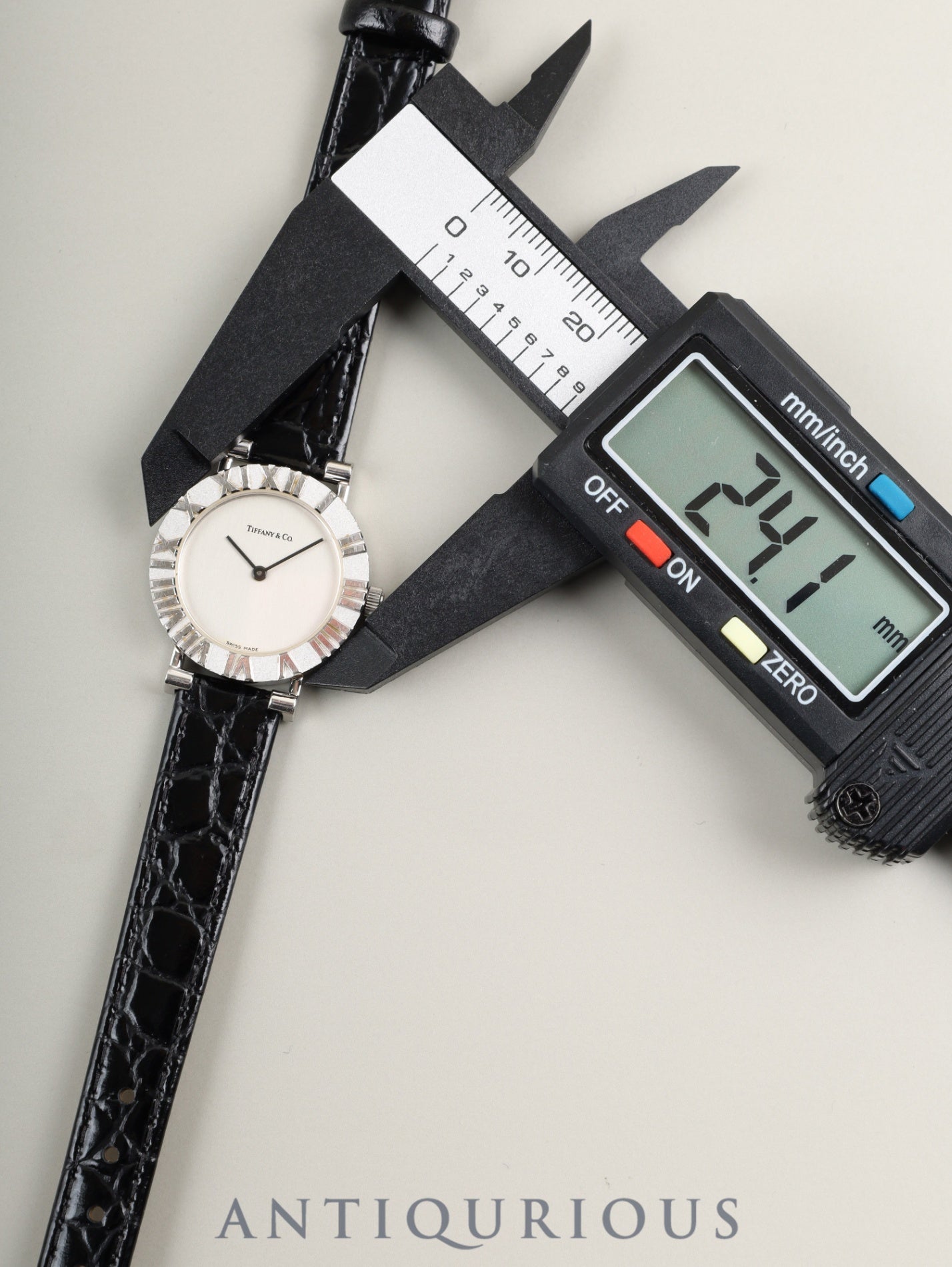 Tiffany Atlas SV Case L0640 Quartz Caliber 976.001 SV925 Leather Strap with Genuine Stainless Steel Buckle, Silver Dial, Overhauled