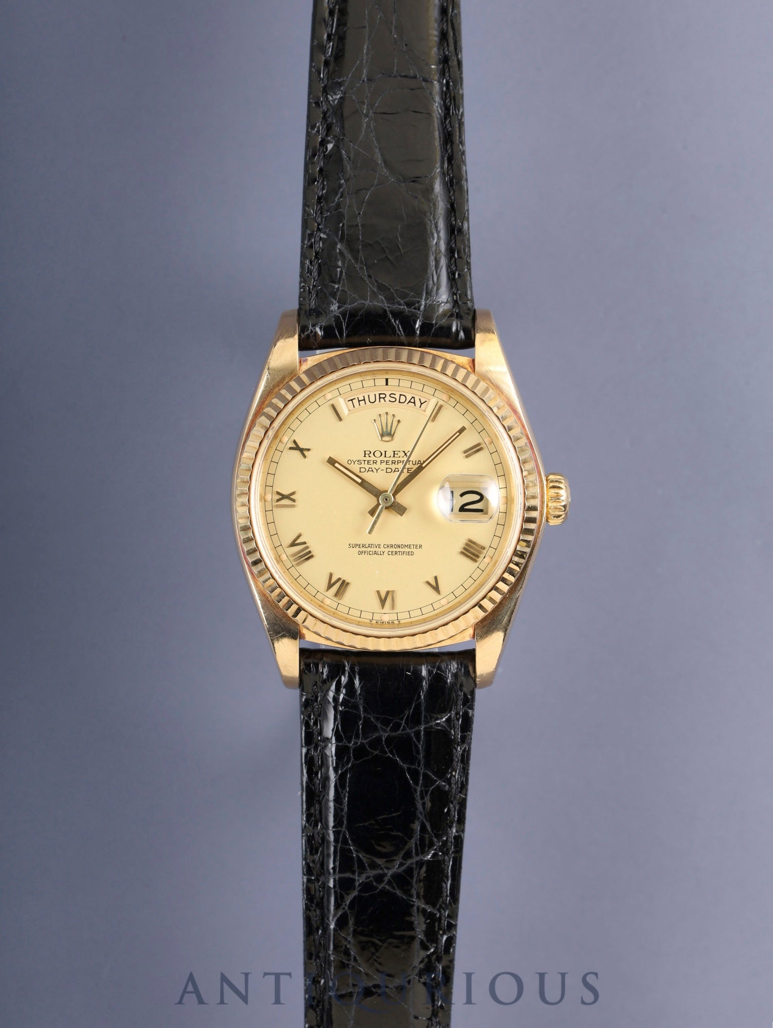 Rolex Day-Date 18038 Automatic Cal.3055 750YG Leather Original Pin Buckle (GP) Champagne Dial 62-series (1979) Overhauled