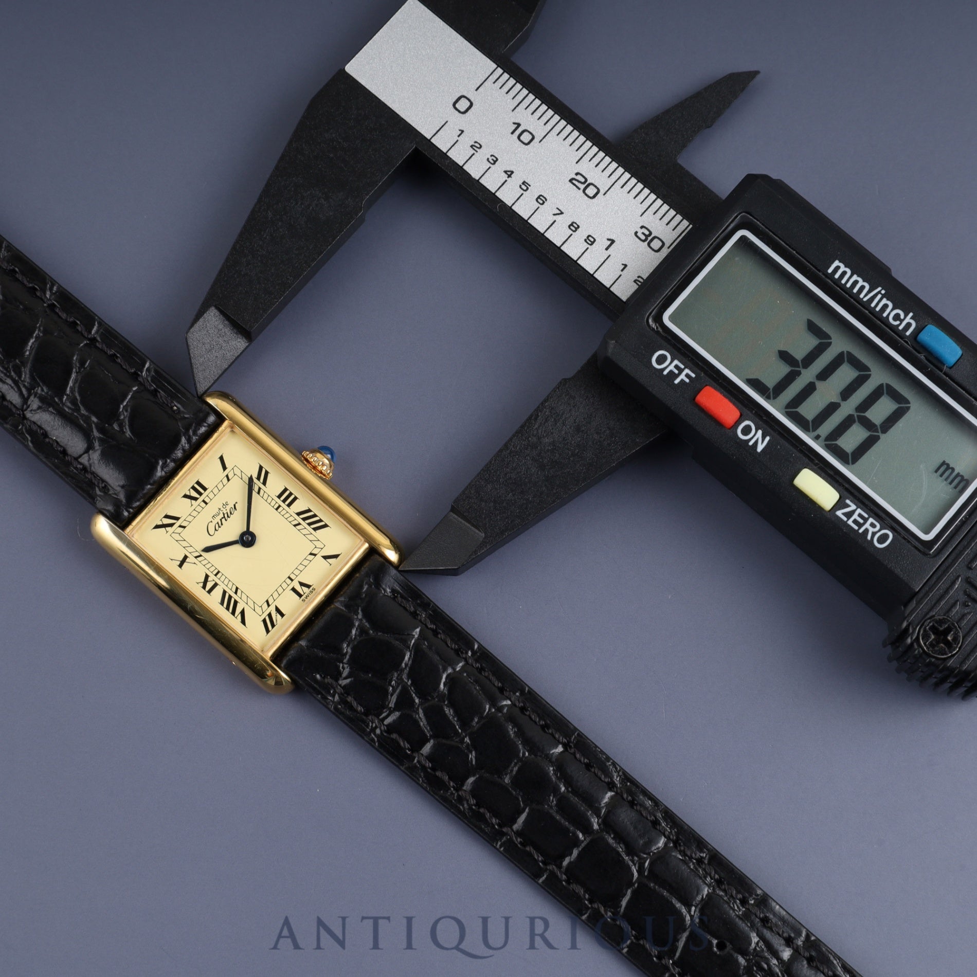 Cartier Must Tank LM 590005 Quartz Cal.90 SV925 Leather Genuine Buckle (GP) Ivory Roman Dial Overhauled and Finished to Like New