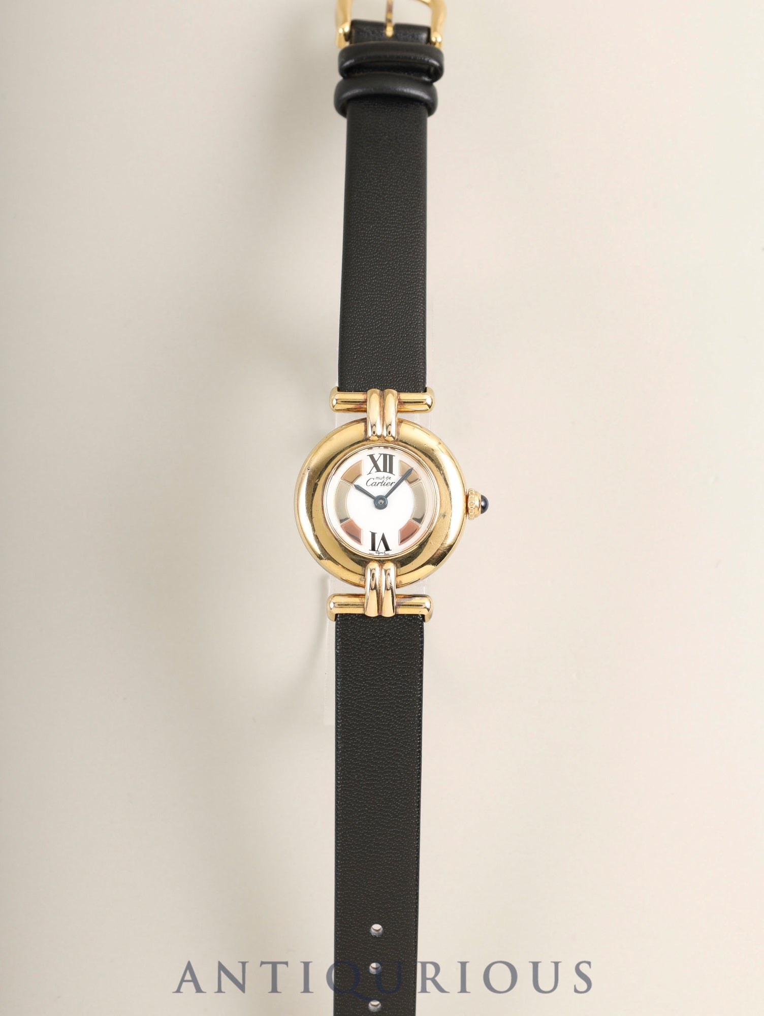 Cartier Must Colisée 1902 Quartz Cal.90 SV925 Leather Original Pin Buckle (GP) Side Trinity Dial (SWISS marking) Overhauled