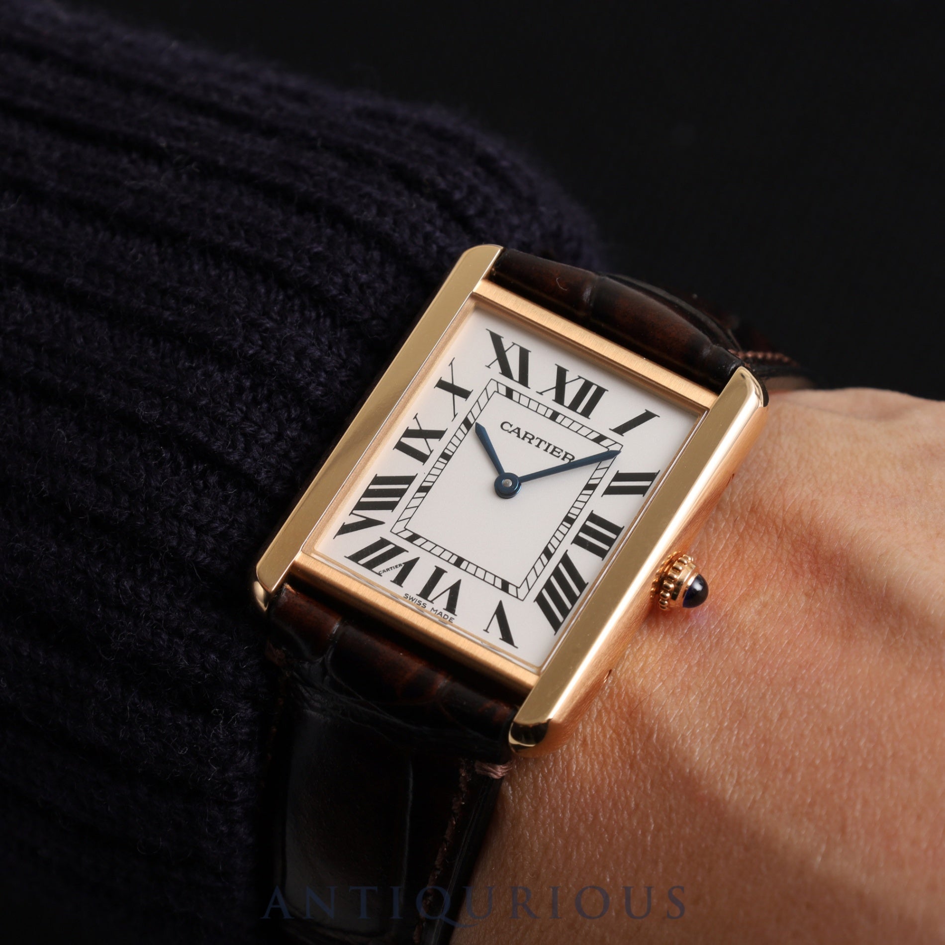 Cartier Tank Solo LM W5200025 / 3167 Quartz PG / SS Leather Genuine buckle (750) Silver dial Box Warranty (2015) Battery replaced