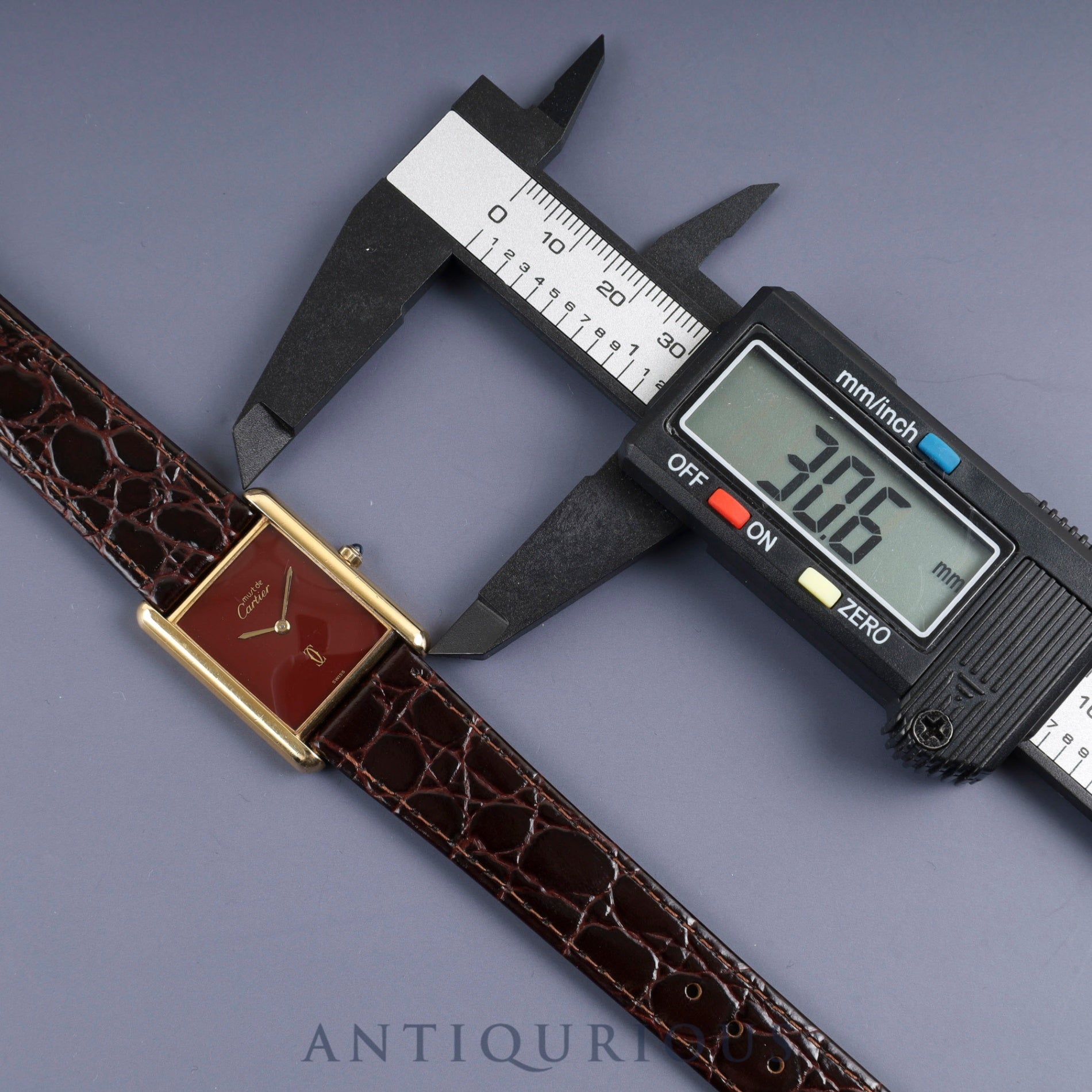 カルティエ マストタンク LM 6 81006 クォーツ SV925 革 純正尾錠(GP)ガーネットダイヤル ボルドー文字盤 カルティエブティックにてコンプリートサービス(フルメンテナンス)済み