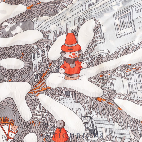 エルメス スカーフ カレ45 NOEL AU 24 FAUBOURG フォーブル24番地のクリスマス SILK100%