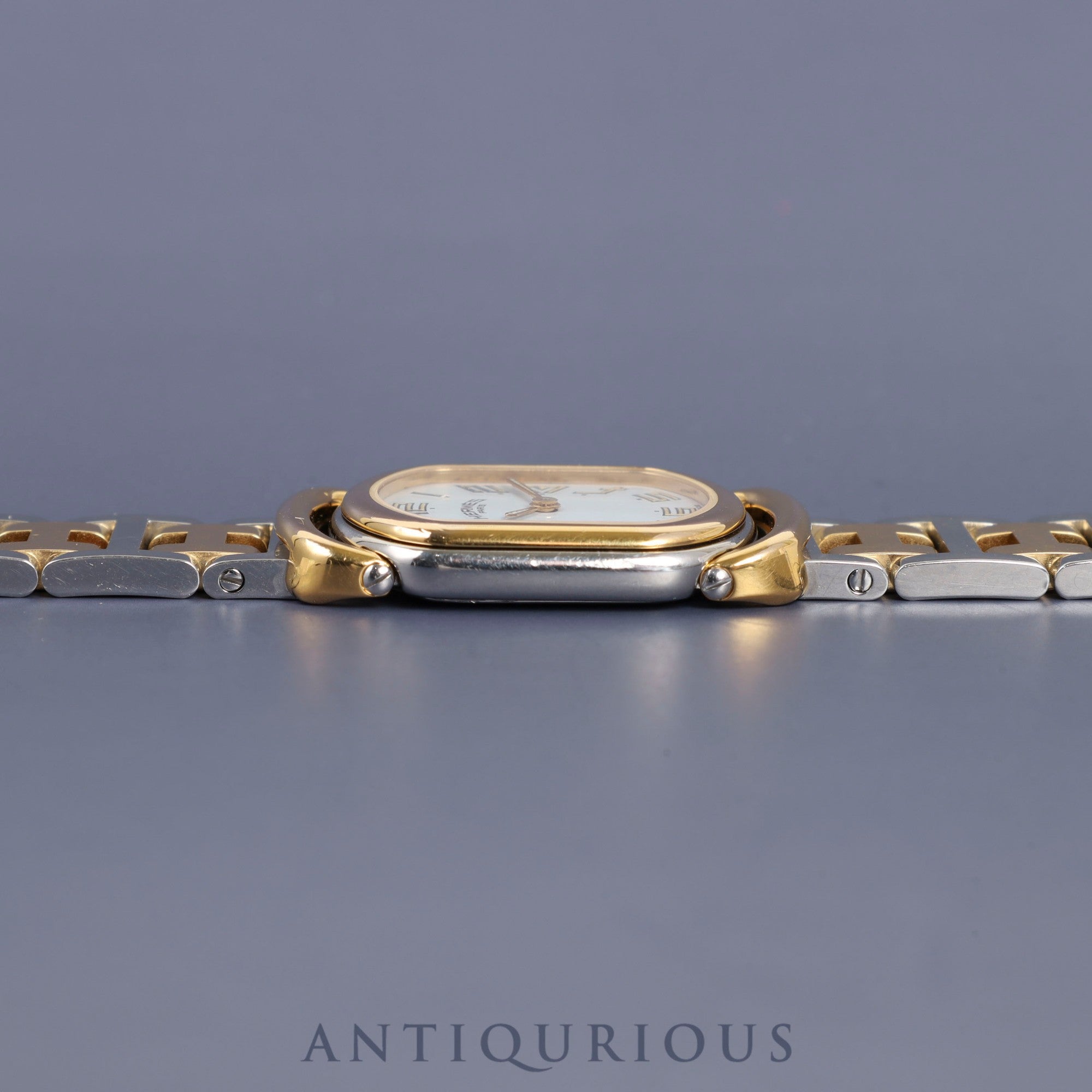 Hermes Rally 770301-4 Quartz Cal.976 001 SS/GP White Dial Warranty (1995) Box Overhauled