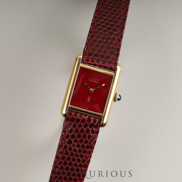 Cartier Must Tank SM Manual winding Cal.78-1 SV925 Leather Genuine buckle (GP) Garnet dial Bordeaux dial Overhauled