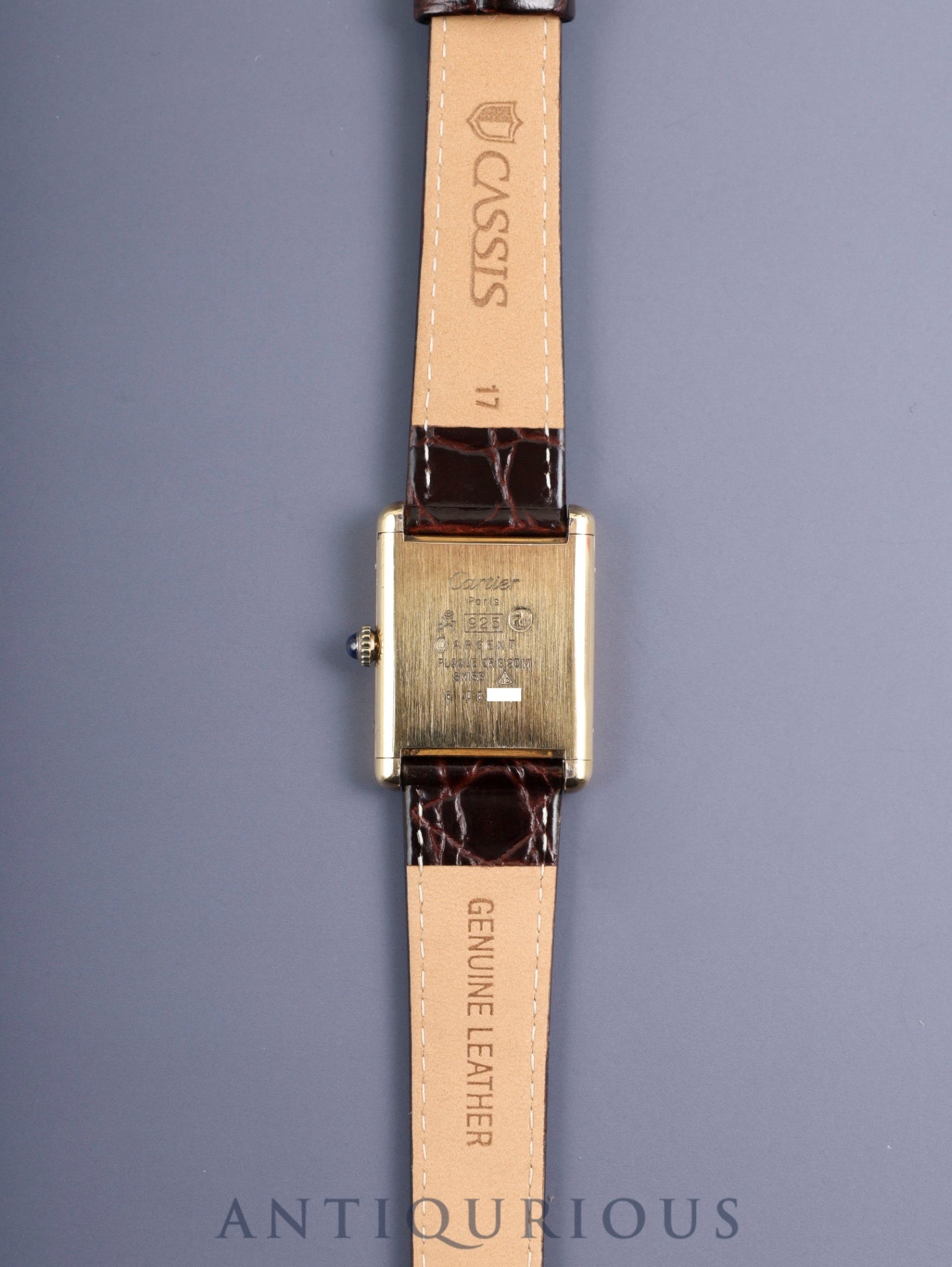 カルティエ マストタンク LM 手巻き Cal.78-1 SV925 革 純正尾錠(GP)マホガニー文字盤(SWISS表記)1976年頃~1980年代初期頃 オーバーホール済み