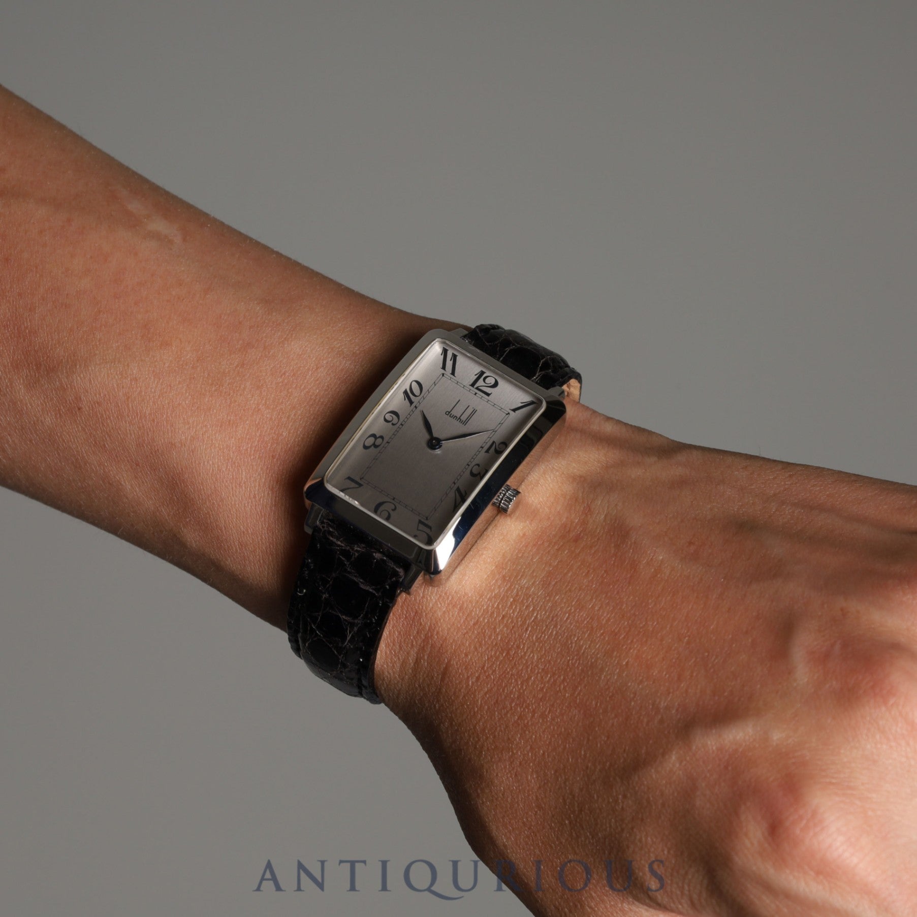 Dunhill Centenary, manual winding, stainless steel, leather, silver dial, overhauled