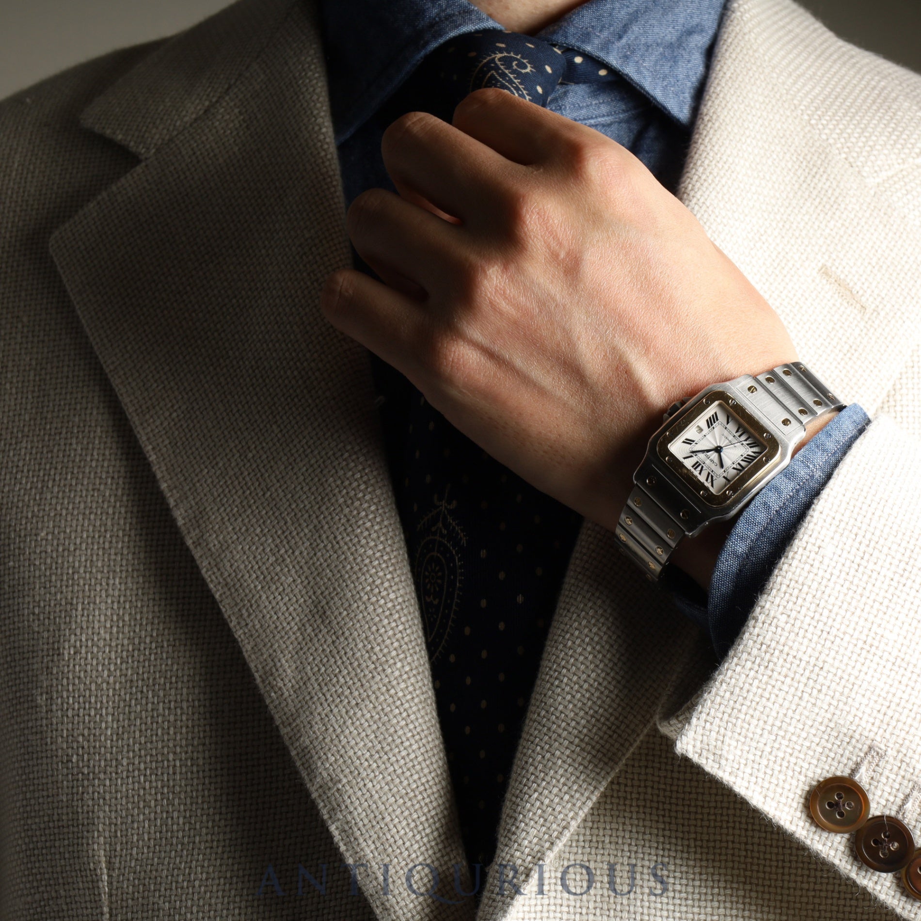 カルティエ サントス ガルベ LM W20058C4 / 2319 自動巻き SS/YG SS/YG シルバーギョーシェ文字盤 カルティエブティックにてコンプリートサービス(フルメンテナンス)済み