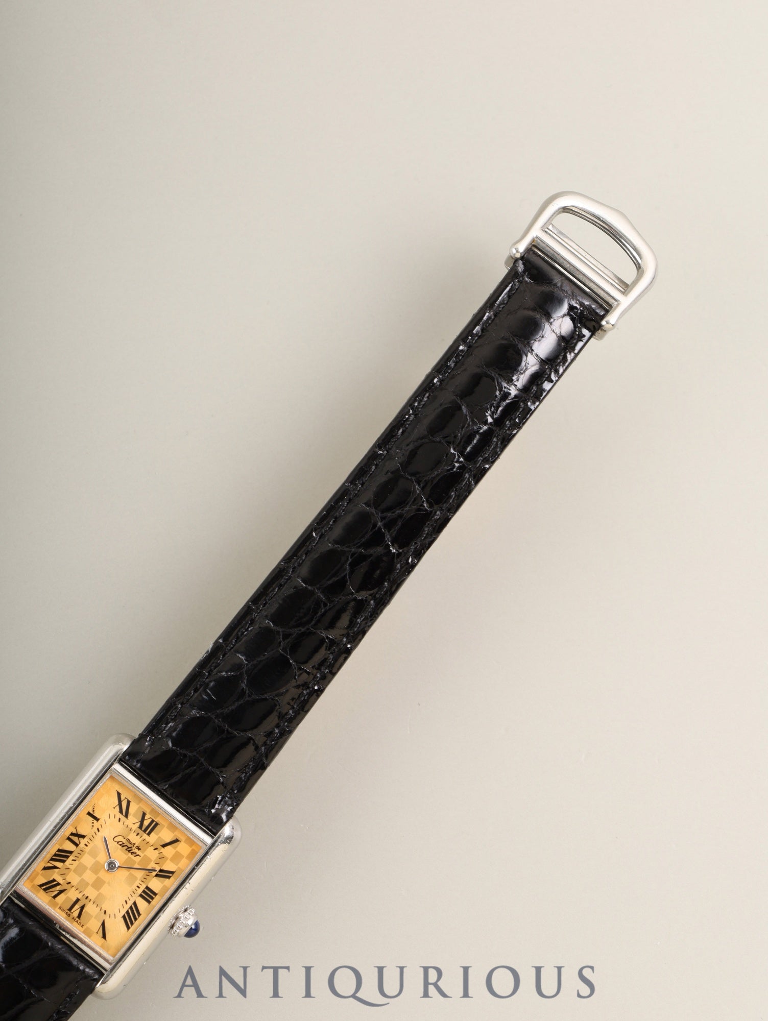 Cartier Must Tank MM W1017654 / 2416 Quartz Cal.057 SV925 Leather Genuine Deployant Buckle (GP) Orange Roman Dial (SWISS MADE / 2003 Christmas Limited Edition) Overhauled
