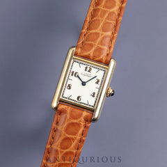 Cartier Must Tank SM 5057001 Quartz SV925 Leather Genuine D Buckle (GP) Arabic CC Dial Complete service (full maintenance) completed at Cartier boutique